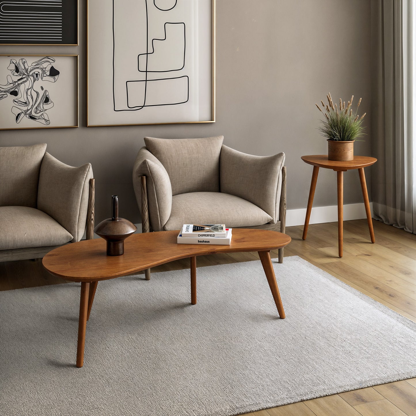 Camaflexi Midcentury Half-round Wood Castanho Pine 23-in W x 15-in H Coffee Table