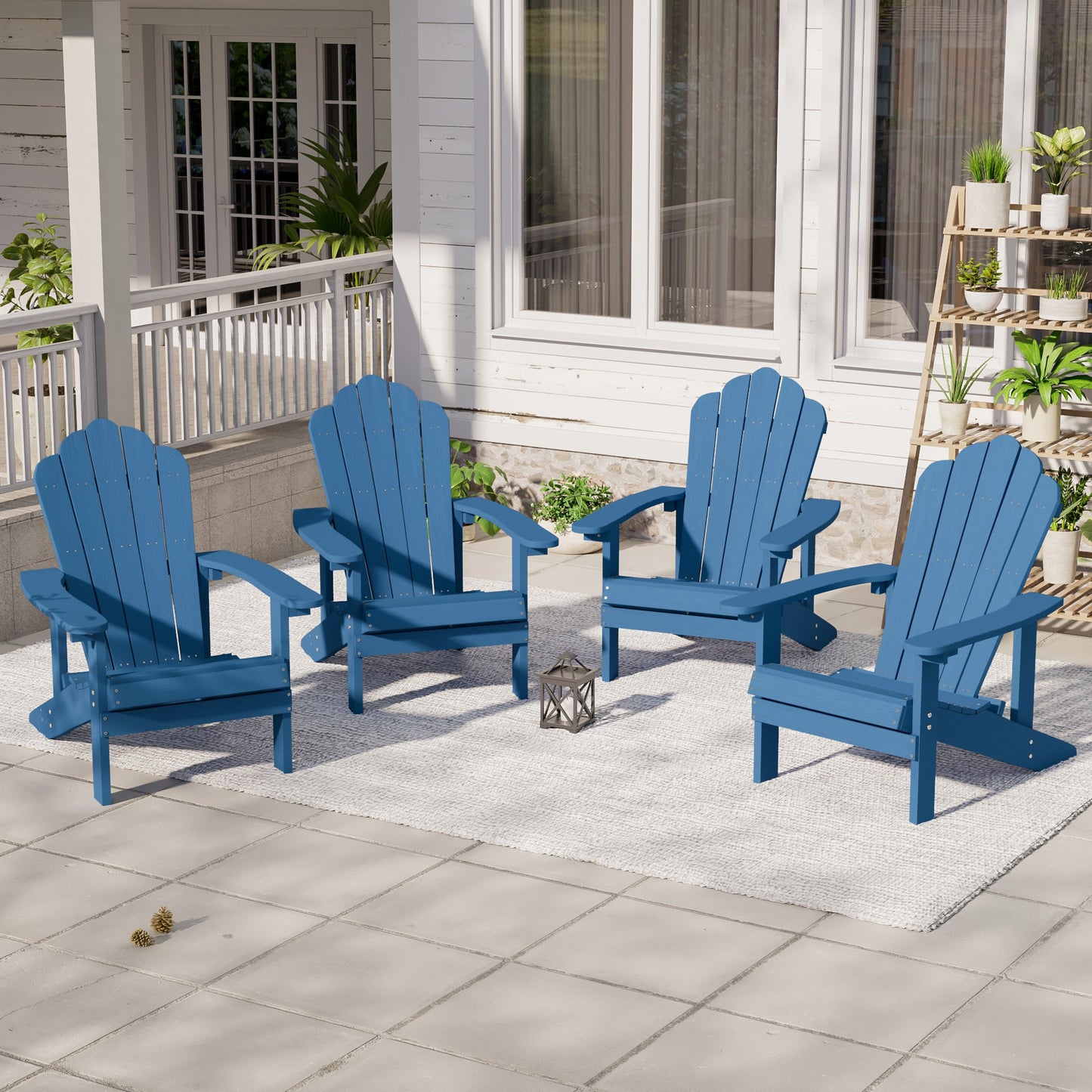 ACEGOSES Adirondack Chair Navy Stationary Adirondack Chair with Slat Seat