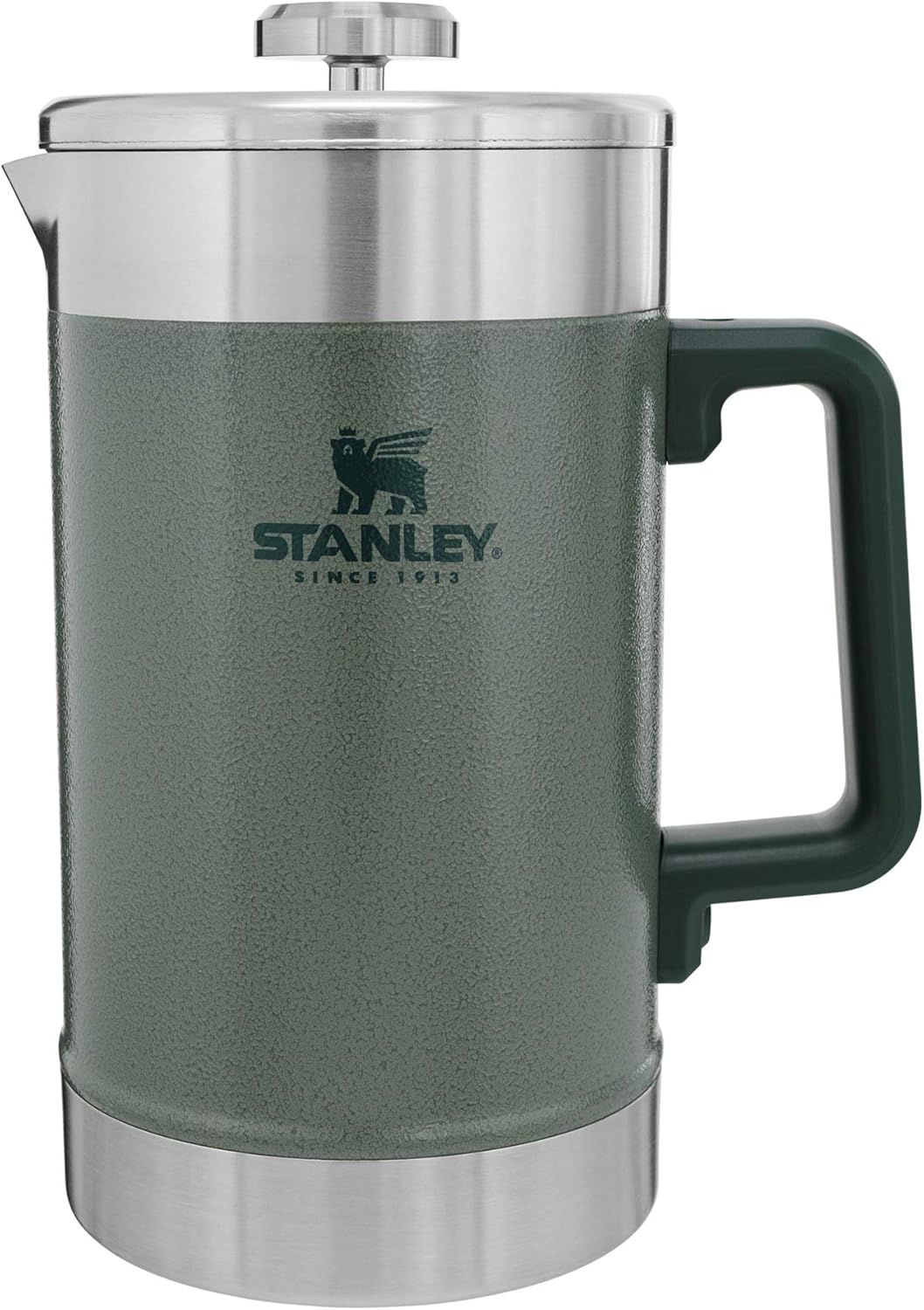 Stanley Classic Stay-Hot French Press Coffee Maker 48 oz | 5 Minute Brew, 4 Hours Hot | Mesh Filter for Coffee Grounds | Insulated Stainless Steel French Press | BPA-Free | Hammertone Green