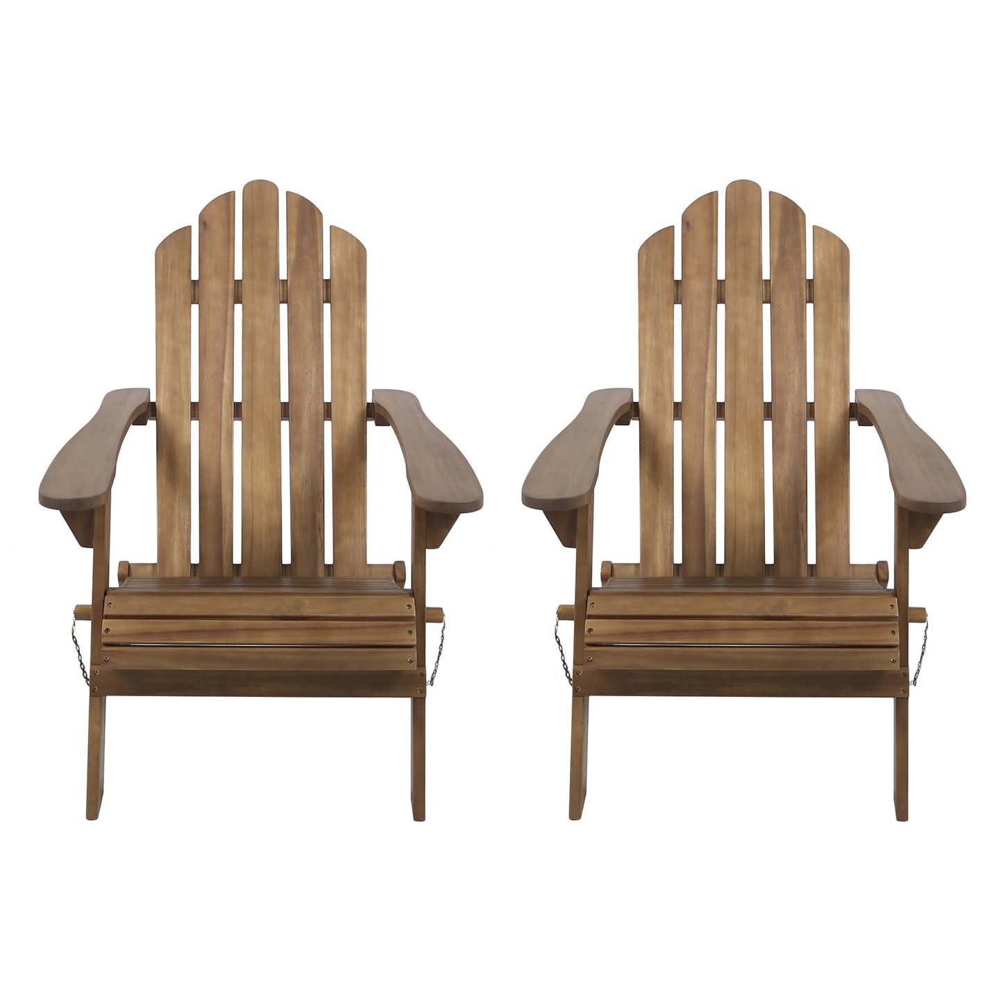 Best Selling Home Decor Cara Set of 2 Dark Brown Wood Frame Stationary Adirondack Chair with Slat Seat