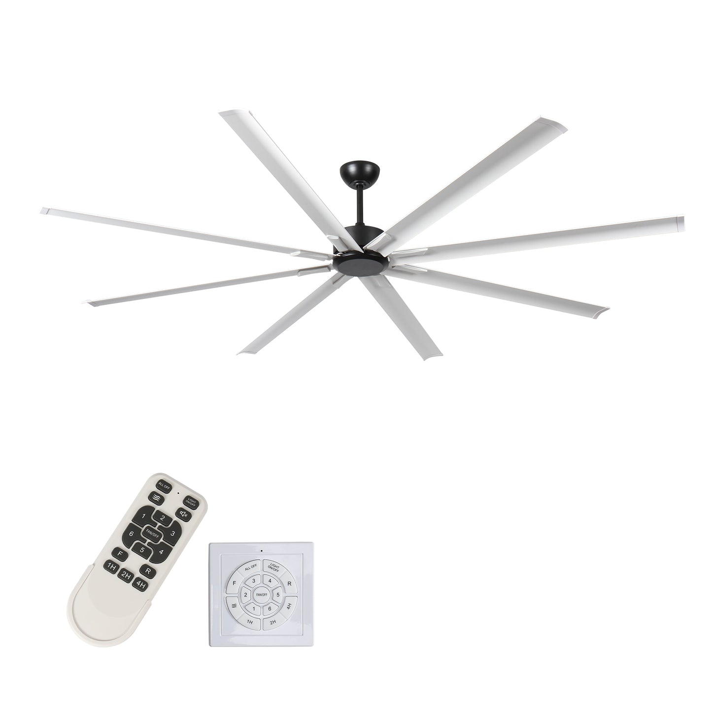 Yardreeze 96-in Black with White Blades Color-Changing Integrated LED Ceiling Fan With Light and Remote Included 8 -Blade