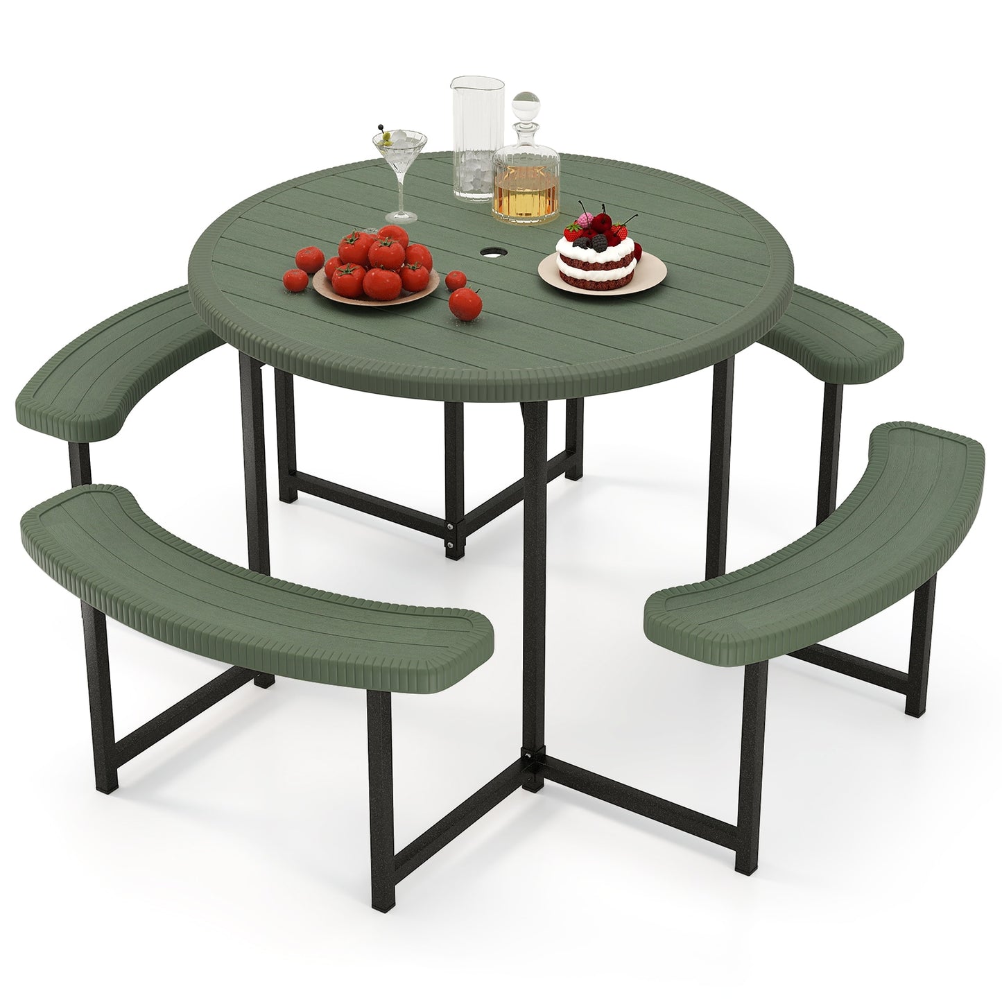 37-in Green Plastic Round Picnic Table