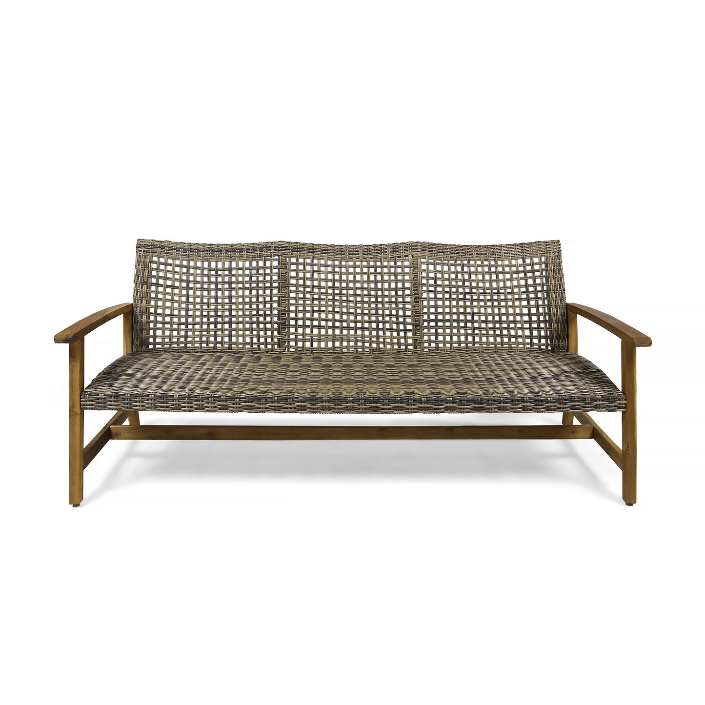 Christopher Knight Home Hampton Outdoor Wood and Wicker Sofa Gray Natural Stained Finish