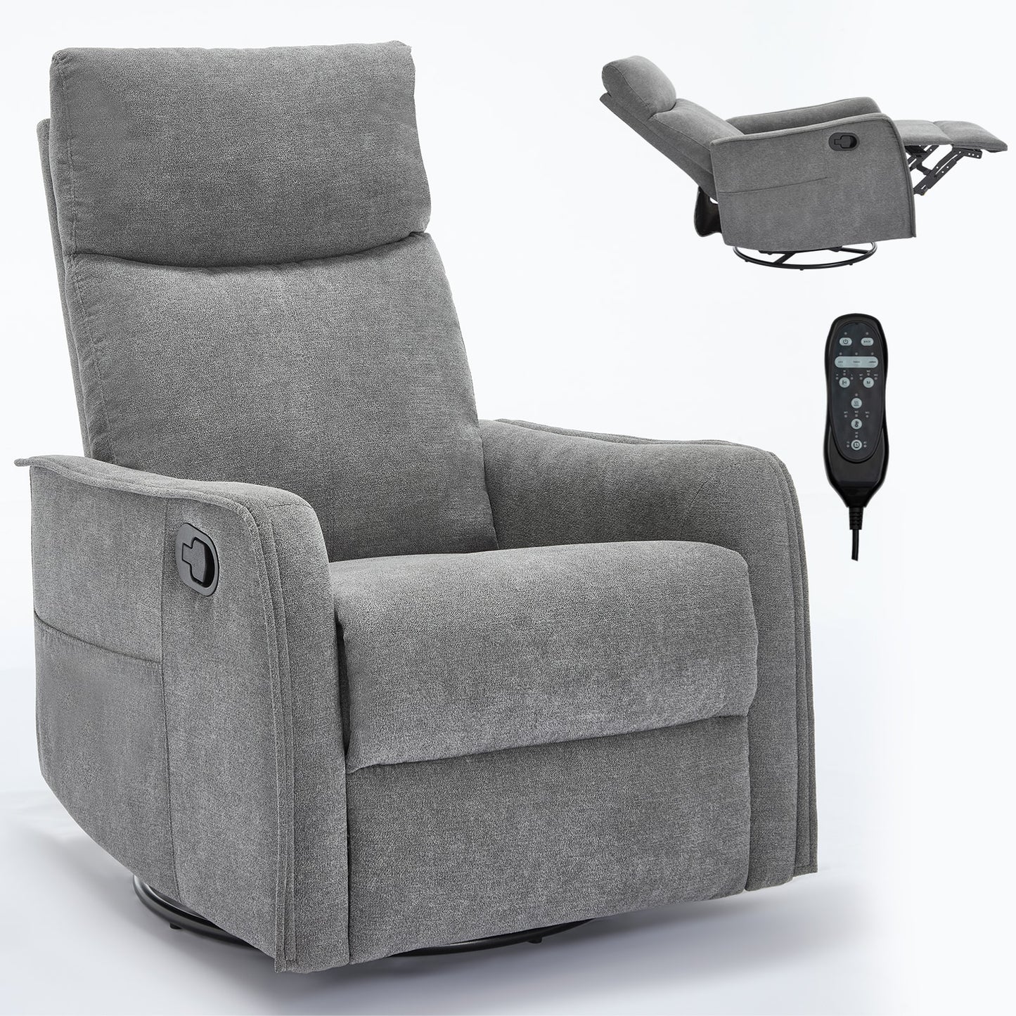 Siavonce Grey Upholstered Swivel Massage chair