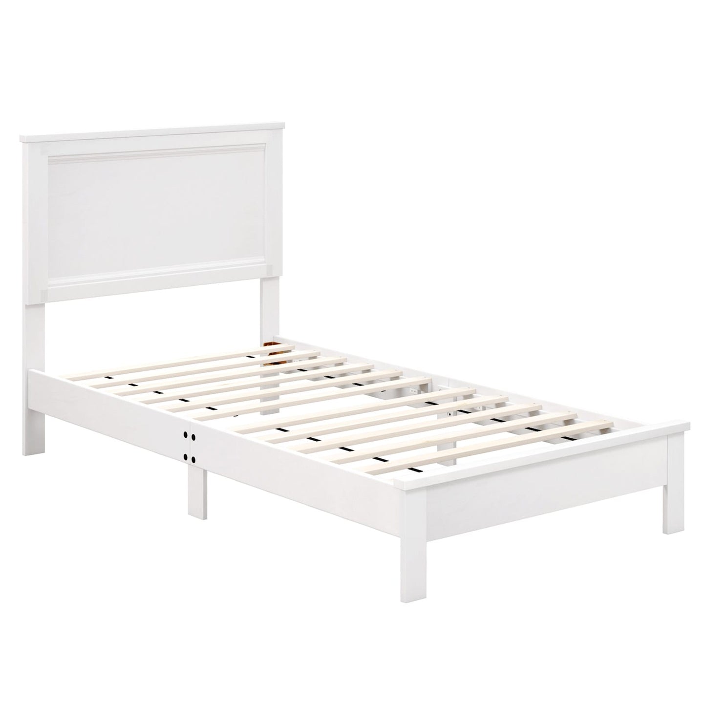 Iseryn Twin White Wood Bed Frame with Headboard