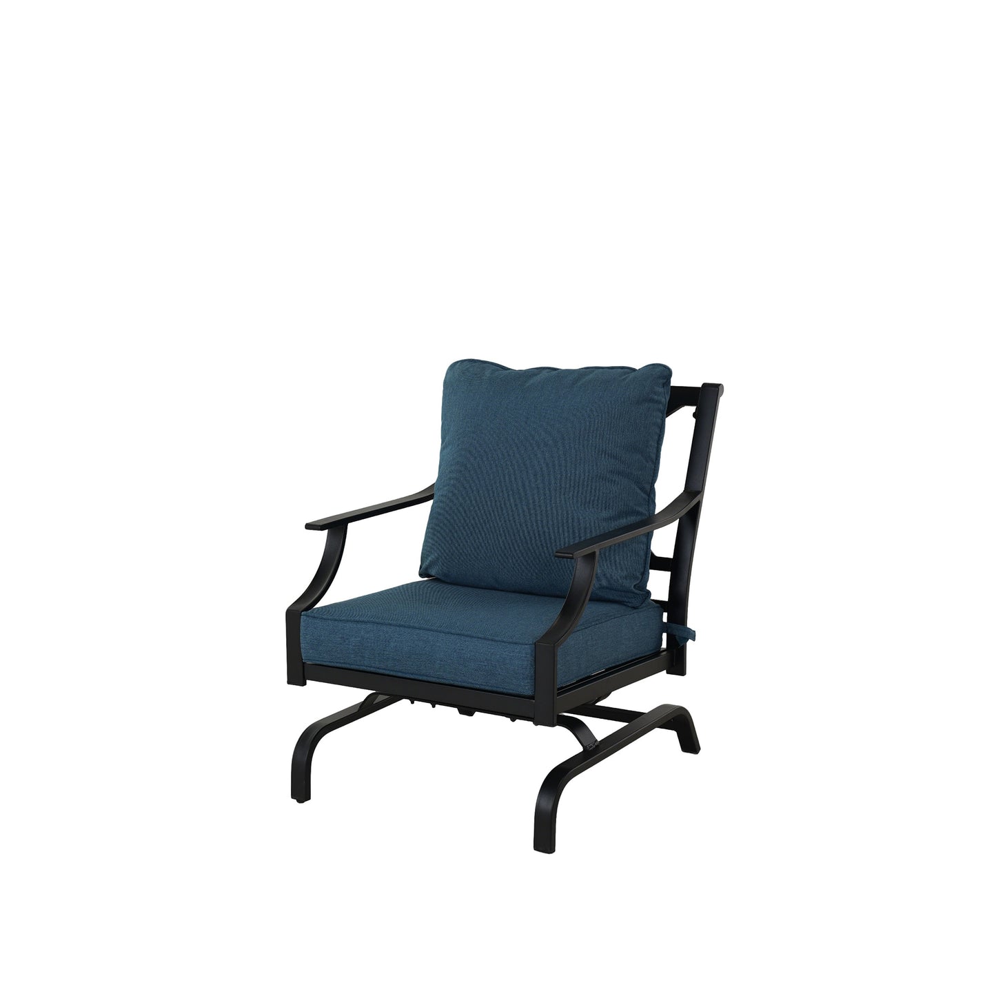Mondawe Set of 2 Black Steel Frame Rocking Chair with Blue Cushioned Seat