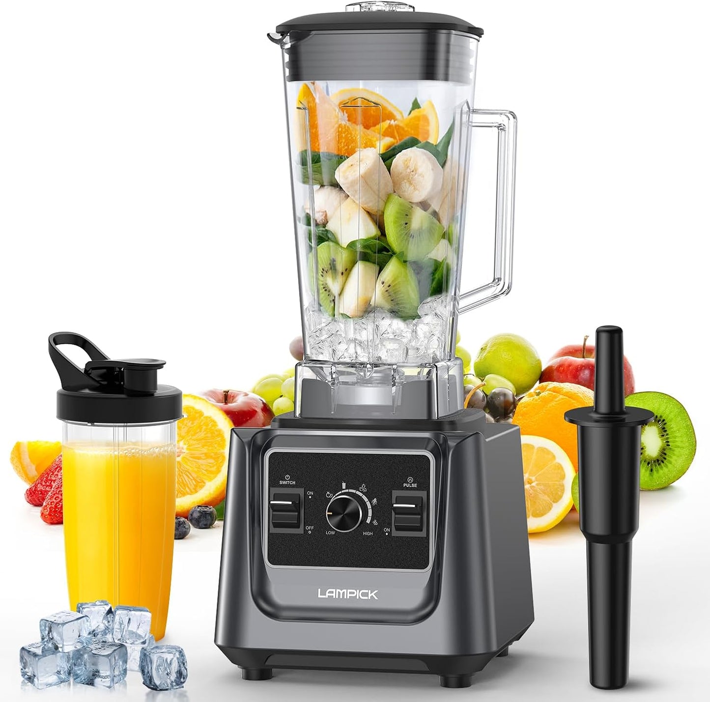 LAMPICK Blenders for Kitchen, 2000W Professional Grade High-Speed Countertop Blender with 68oz Pitcher & 27oz To-Go Cup for Smoothies, Ice, and Frozen Fruit, BPA-Free, Dishwasher Safe