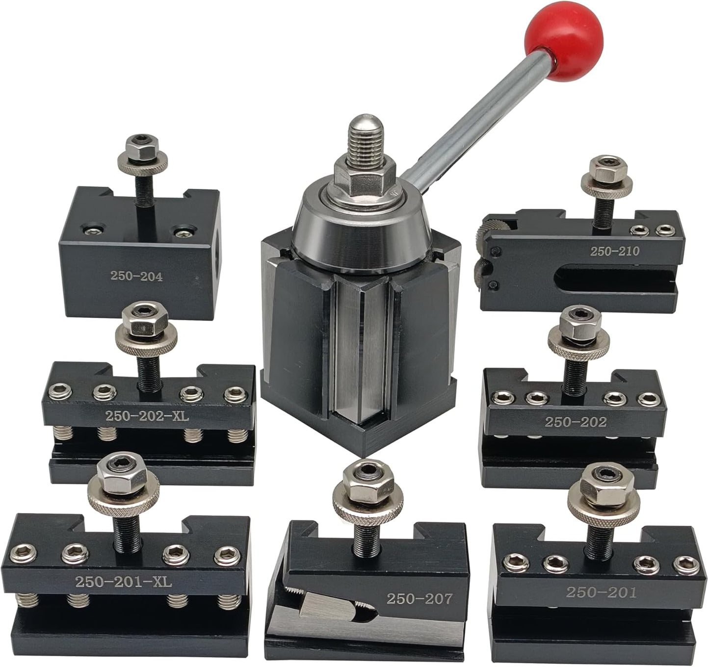 8PCS BXA Wedge Type Quick Change Tool Post With Tool Holders For Lathe Swing Dia 10-15",250-222,(BXA-8PC).