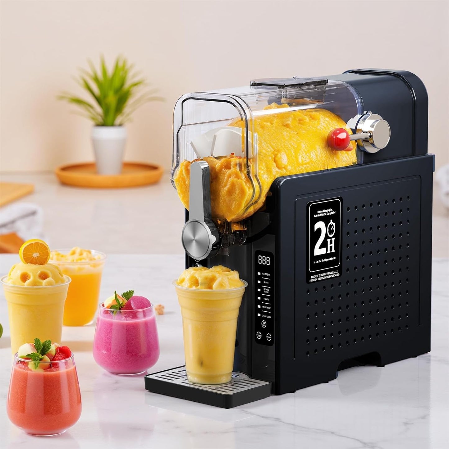 Slushie Machine, Sand Ice Maker, Frozen Drink Maker with 6 Preset Modes | No Ice Needed | Self-Cleaning Slush Machine for Home or Commercial Use | Perfect for Smoothies, Margaritas, Light Gray