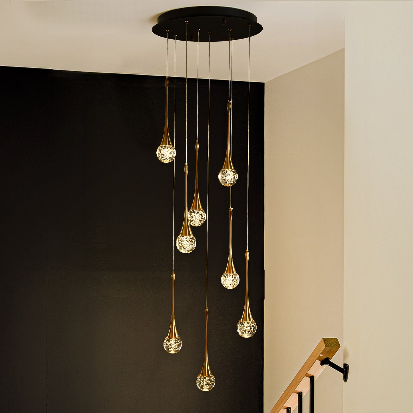 AloaDecor Lighting 8 -Light Matte Black Modern/contemporary Integrated LED For Use in Bedrooms, Dining Rooms, Foyers, Kitchens, Living Rooms Chandelier