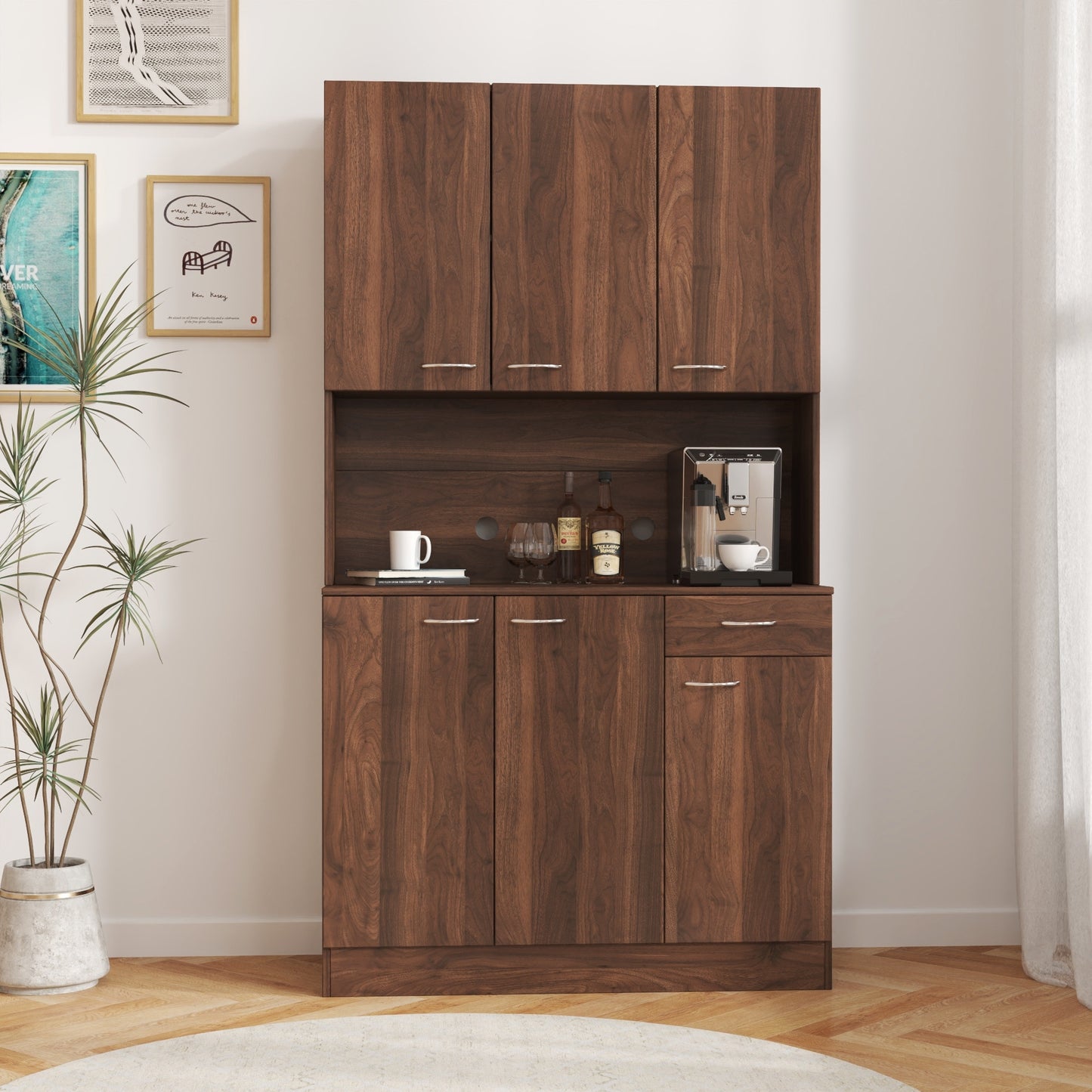 Dexmalle tall walnut wardrobe with 6 doors