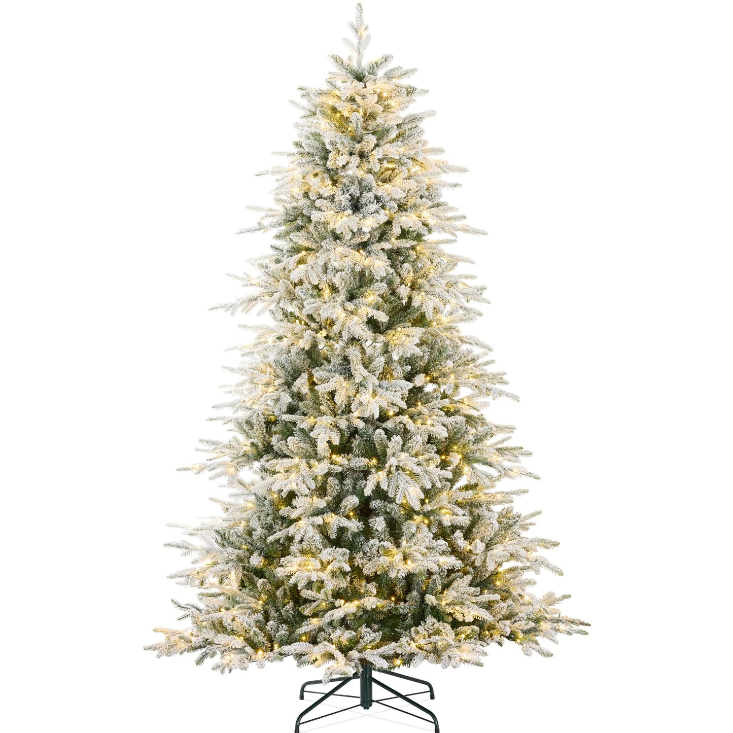 Best Choice Products 7.5ft Pre-Lit Flocked Full Aspen Noble Fir Christmas Tree w/ 700 2-in-1 Glowing LEDs