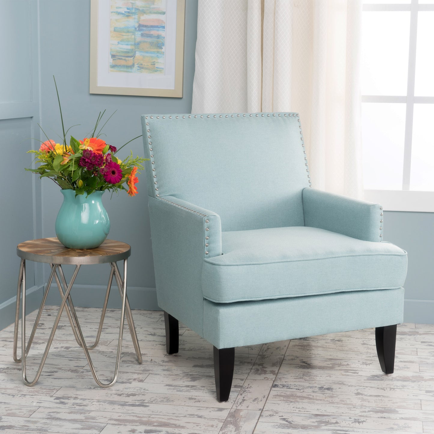 Christopher Knight Home Tilla Light Blue Fabric Club Chair-Light Blue
