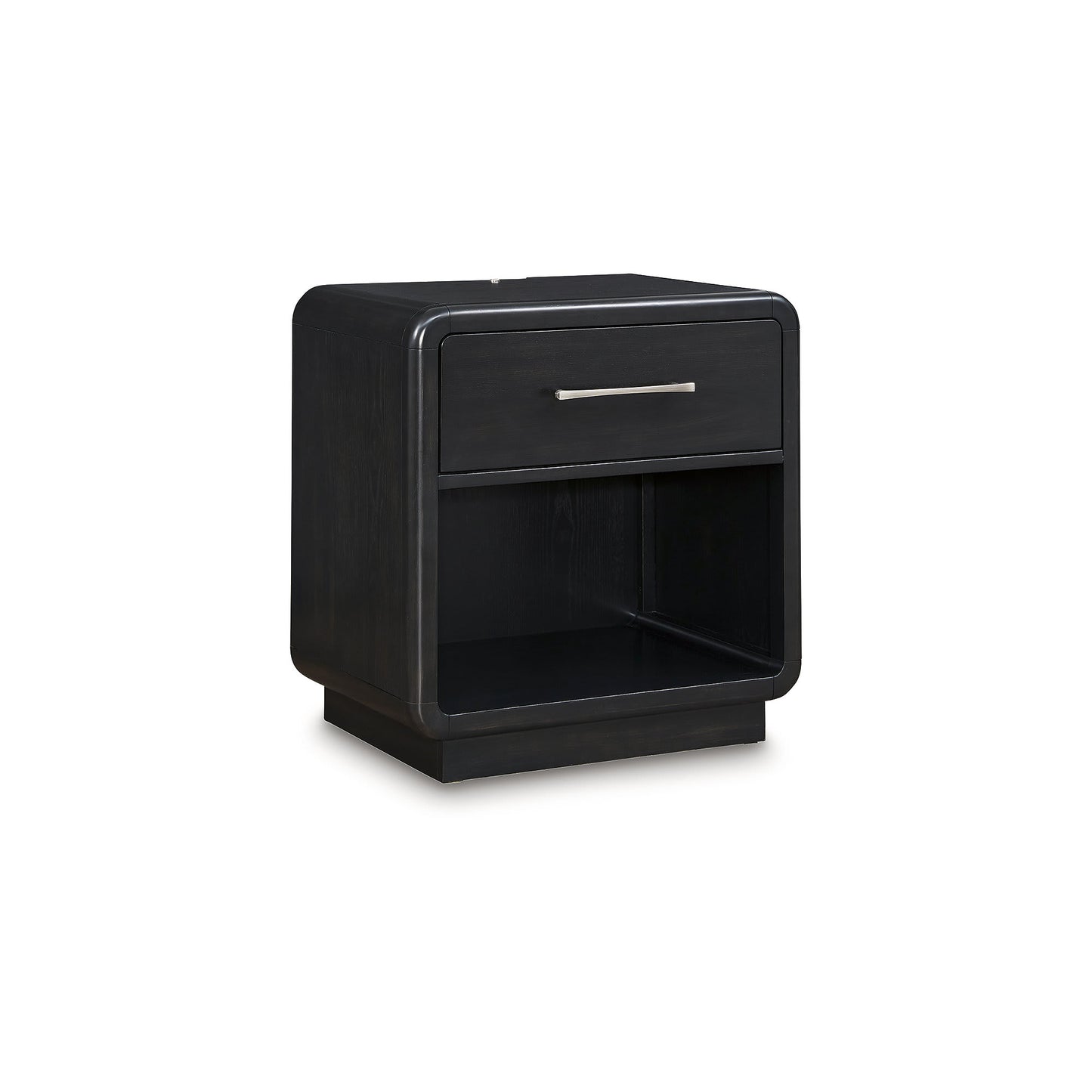 Signature Design by Ashley Rowanbeck Black Nightstand with LED Light USB Charging and Drawer