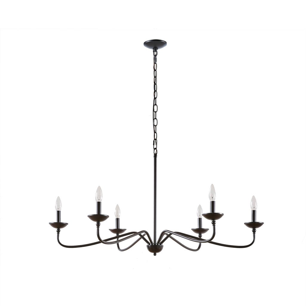 Gracie Mills Jadiel 6-Light Farmhouse Dimmable Metal Chandelier