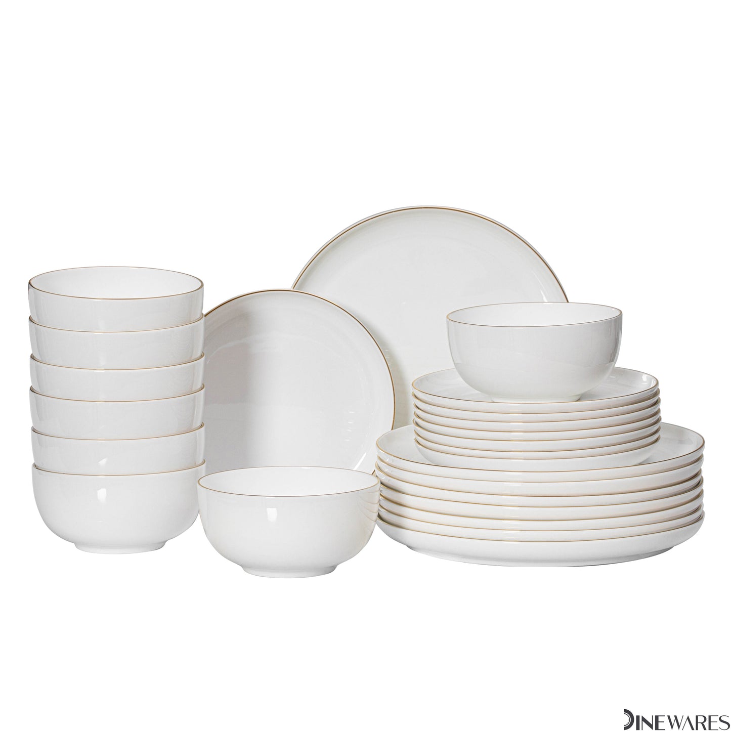 DINEWARES 24 -Piece White Bone china Dinnerware