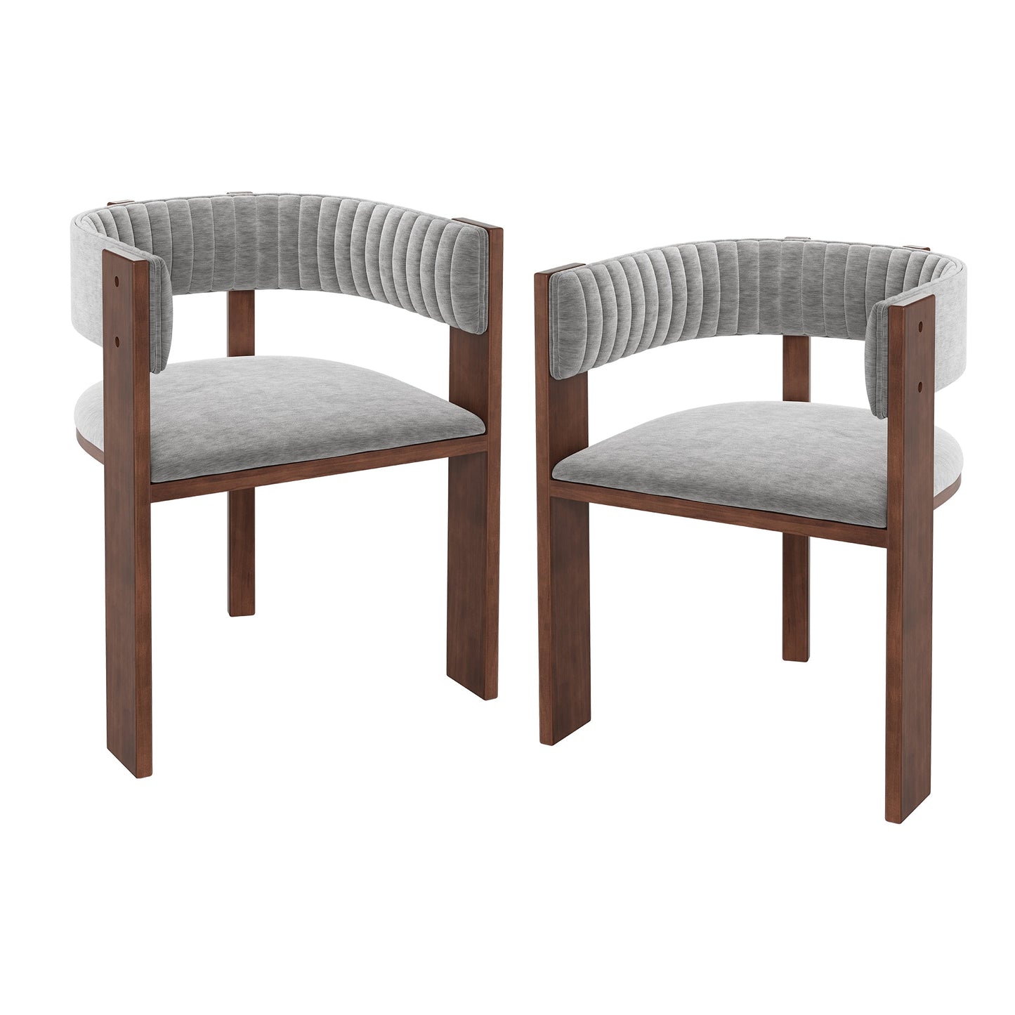 Boyel Living Gray Fabric Dining Chairs with Curved Back (Set of 2)
