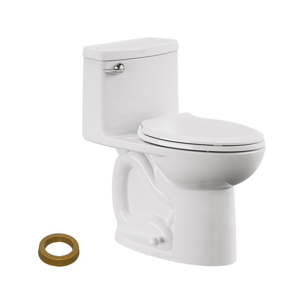American Standard Cadet 3 White Elongated Chair height 12-in Rough-In WaterSense 1.28 GPF Soft Close 1-piece Toilet