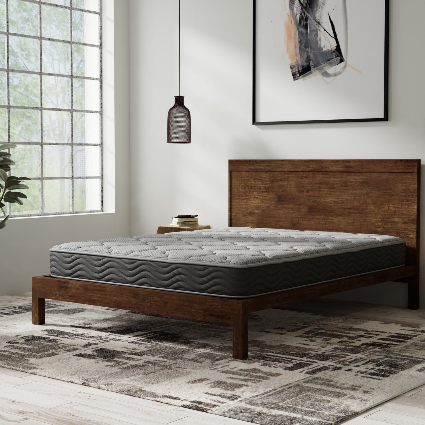 Lycvki 8-in Firm Queen Hybrid Memory Foam/Coil Blend Mattress in a Box