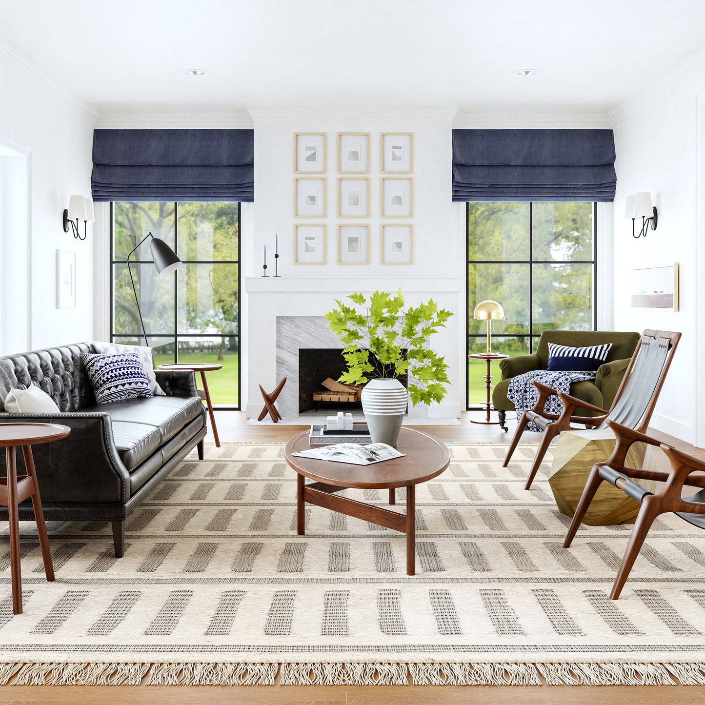 nuLOOM Merrick Tasseled Cotton and Wool 8ft. x 10ft. Blue Area Rug