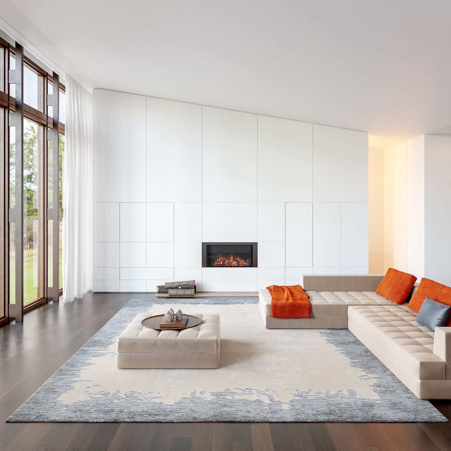 nuLOOM Mera Bordered Wool 9ft. x 12ft. Ivory Area Rug