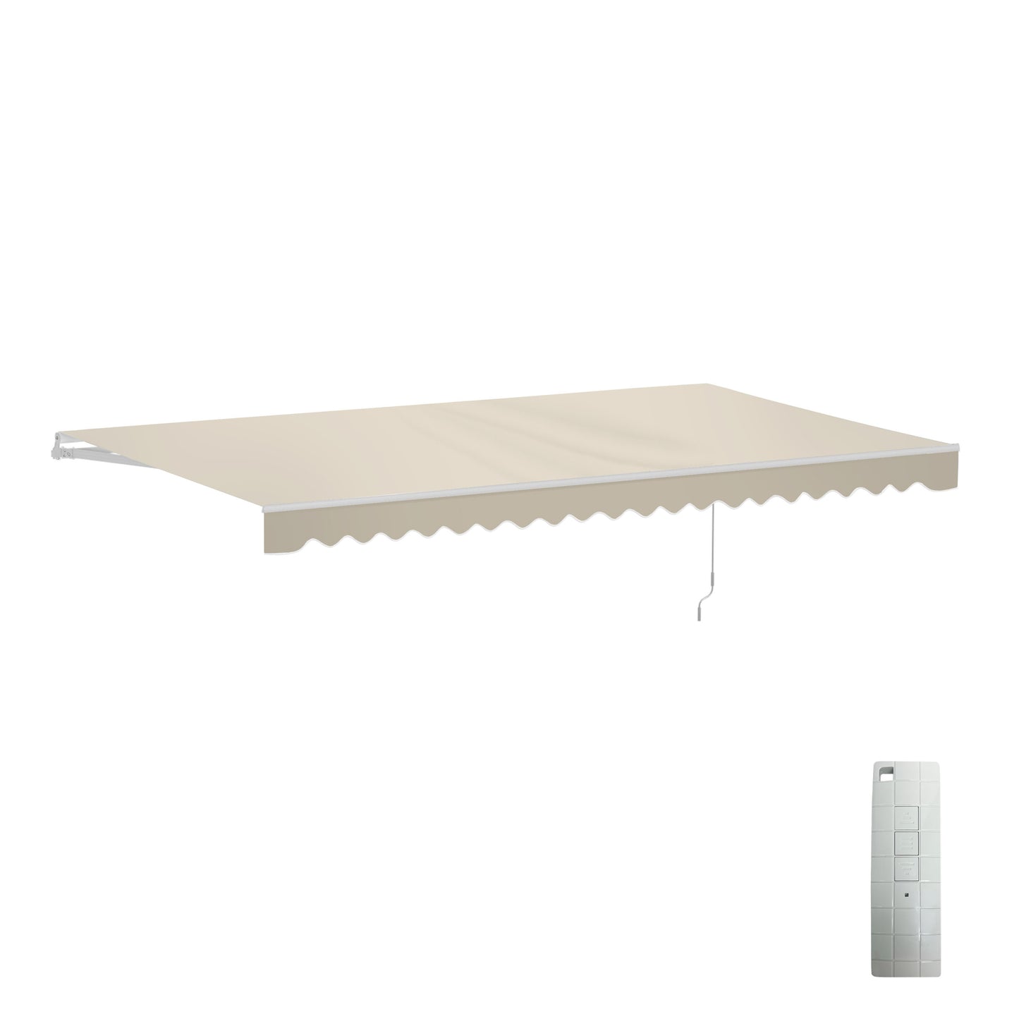 ALEKO 192-in Wide x 120-in Projection x 10-in Height Metal Ivory Solid Motorized Retractable Patio Awning