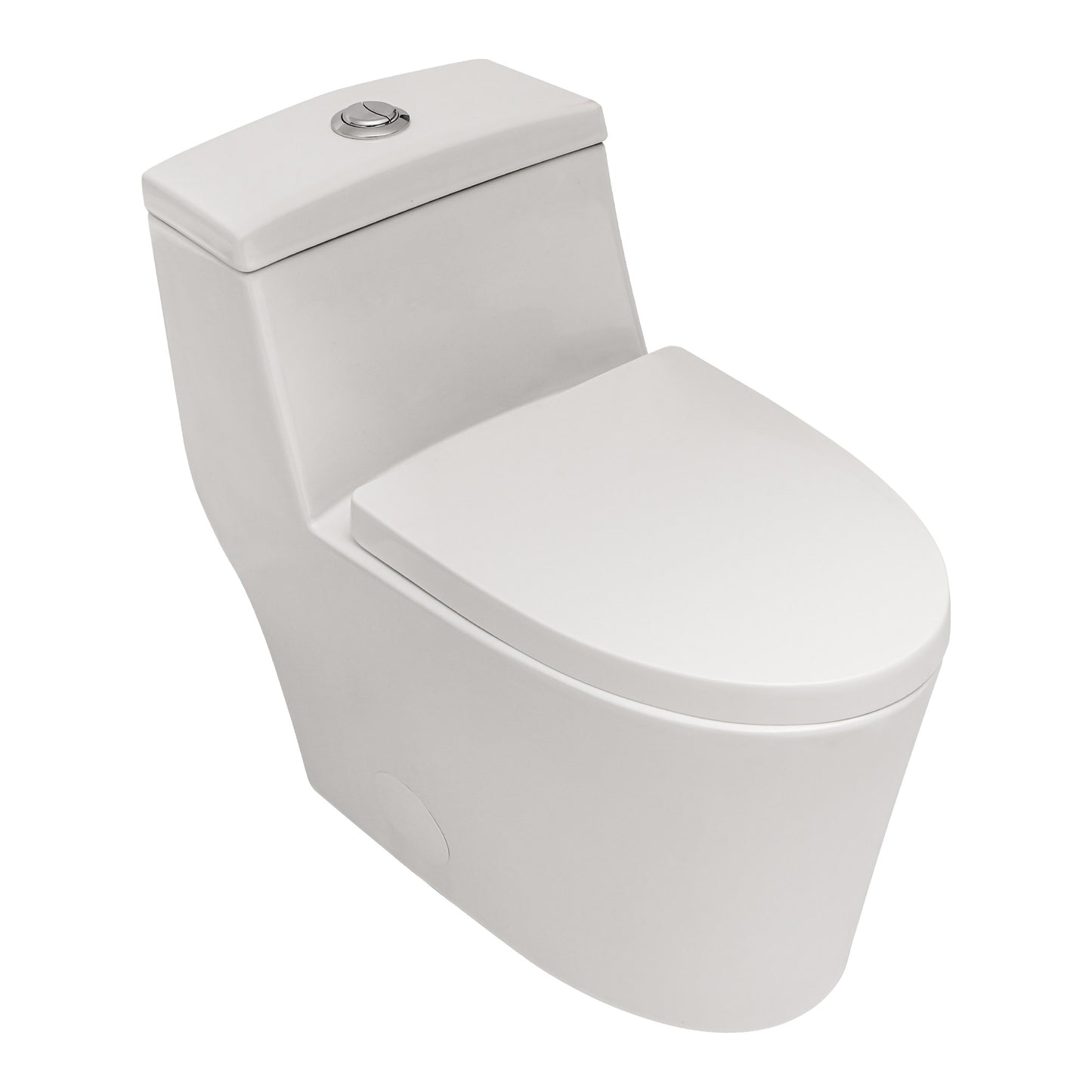 Clihome White Dual Flush Elongated Standard Height Soft Close 1-piece 1.6 GPF