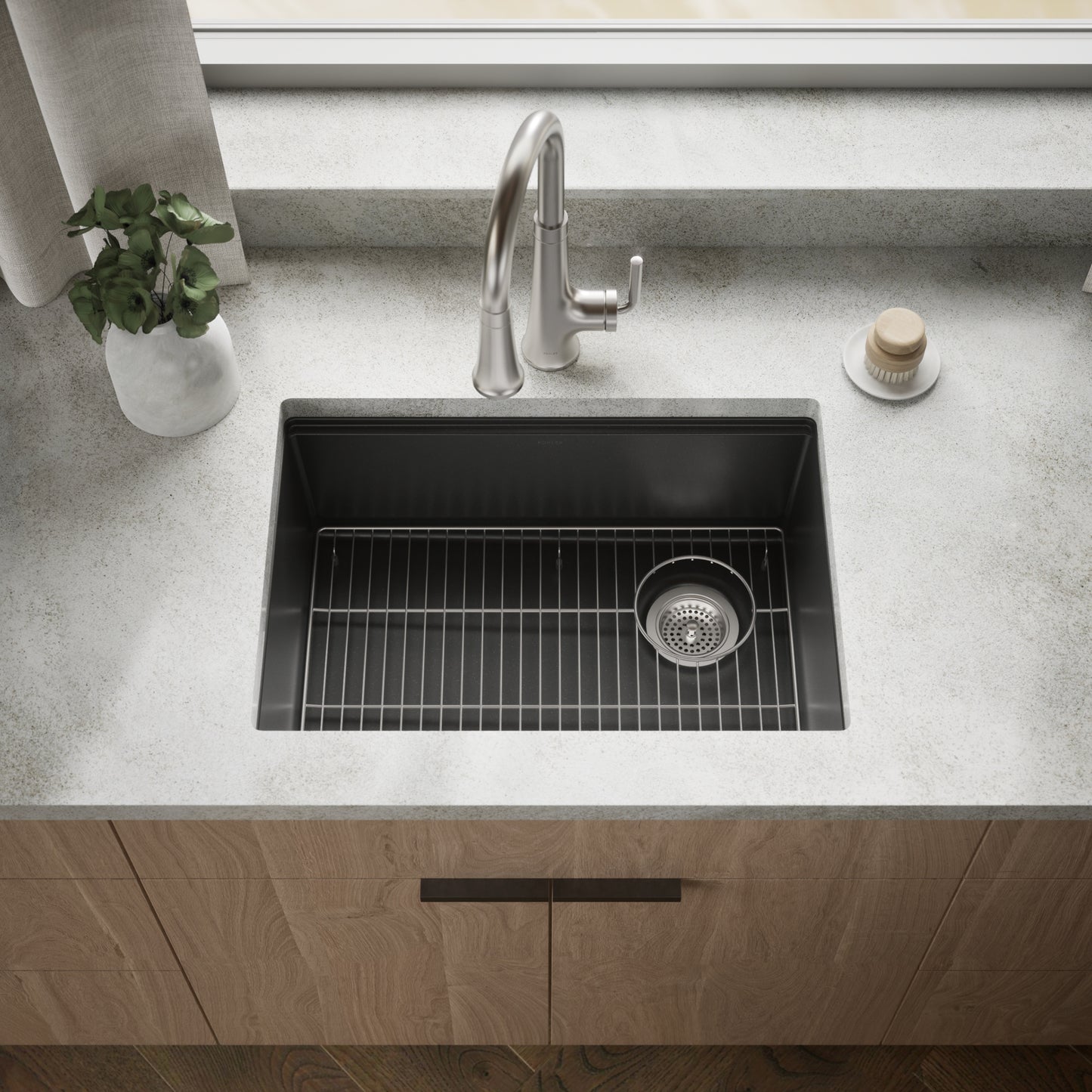 KOHLER Billings Undermount 26.5-in x 18.31-in Composite Single bowl Kitchen Sink