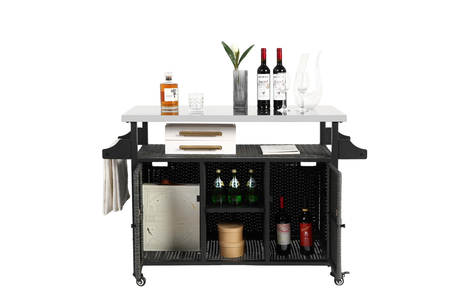 Miki Shinly Grey Steel Outdoor Serving Cart