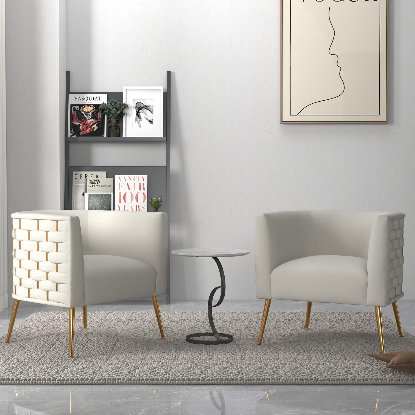 SEYNAR Mid Century Modern Velvet Round Accent Chair for Living Room set of 2