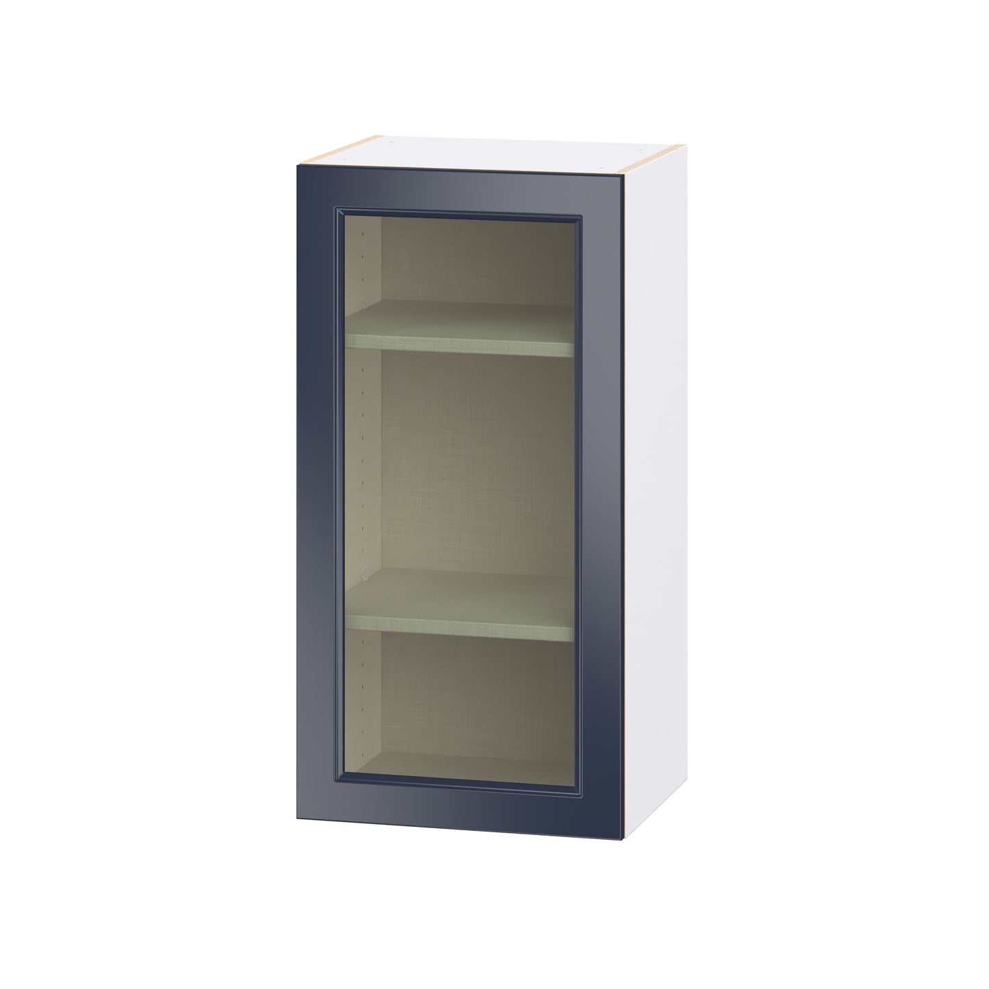 Hugo&Borg Lorette 18-in W x 35-in H x 14.75-in D Navy Blue Wall Fully Assembled Cabinet Glass Panel Shaker