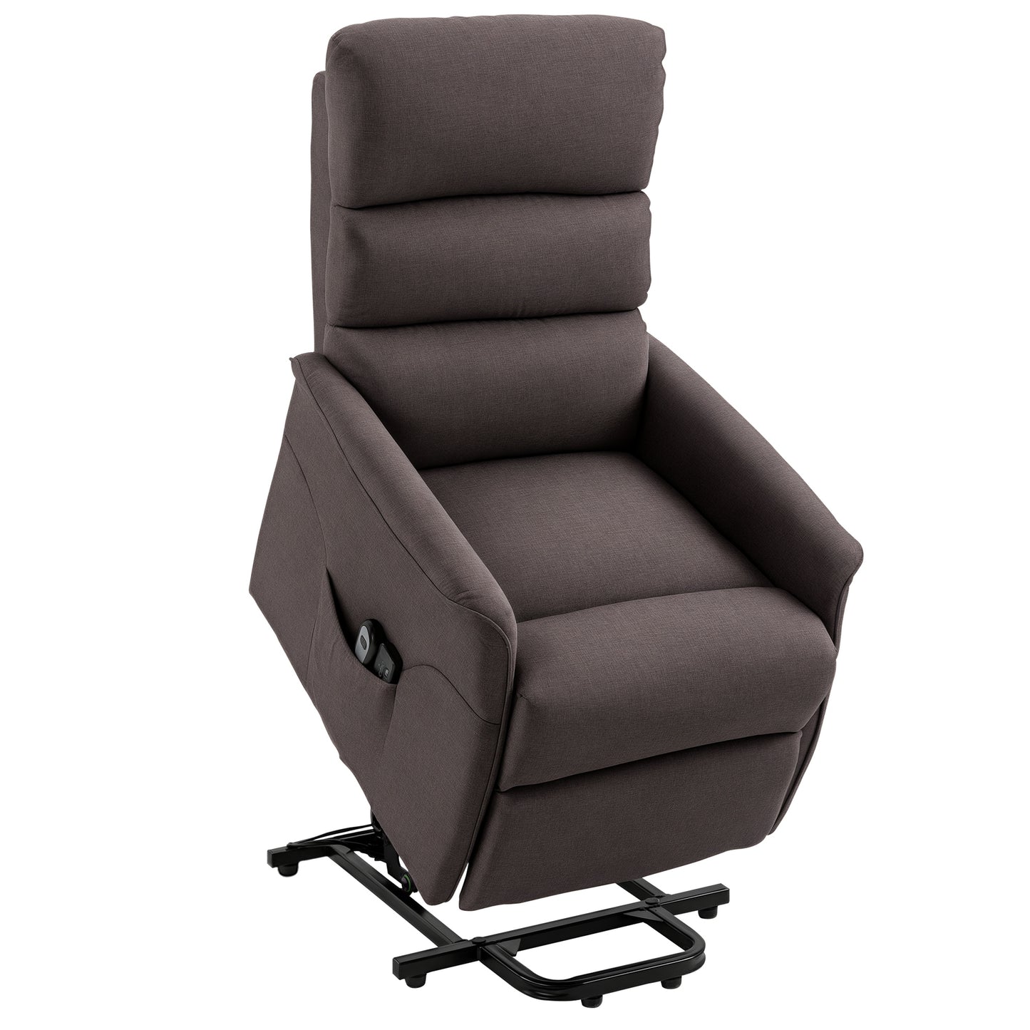 HomCom Electric Power Lift Recliner Chair for Elderly Fabric Lift Chair with Remote Control Side Pockets for Living Room Brown