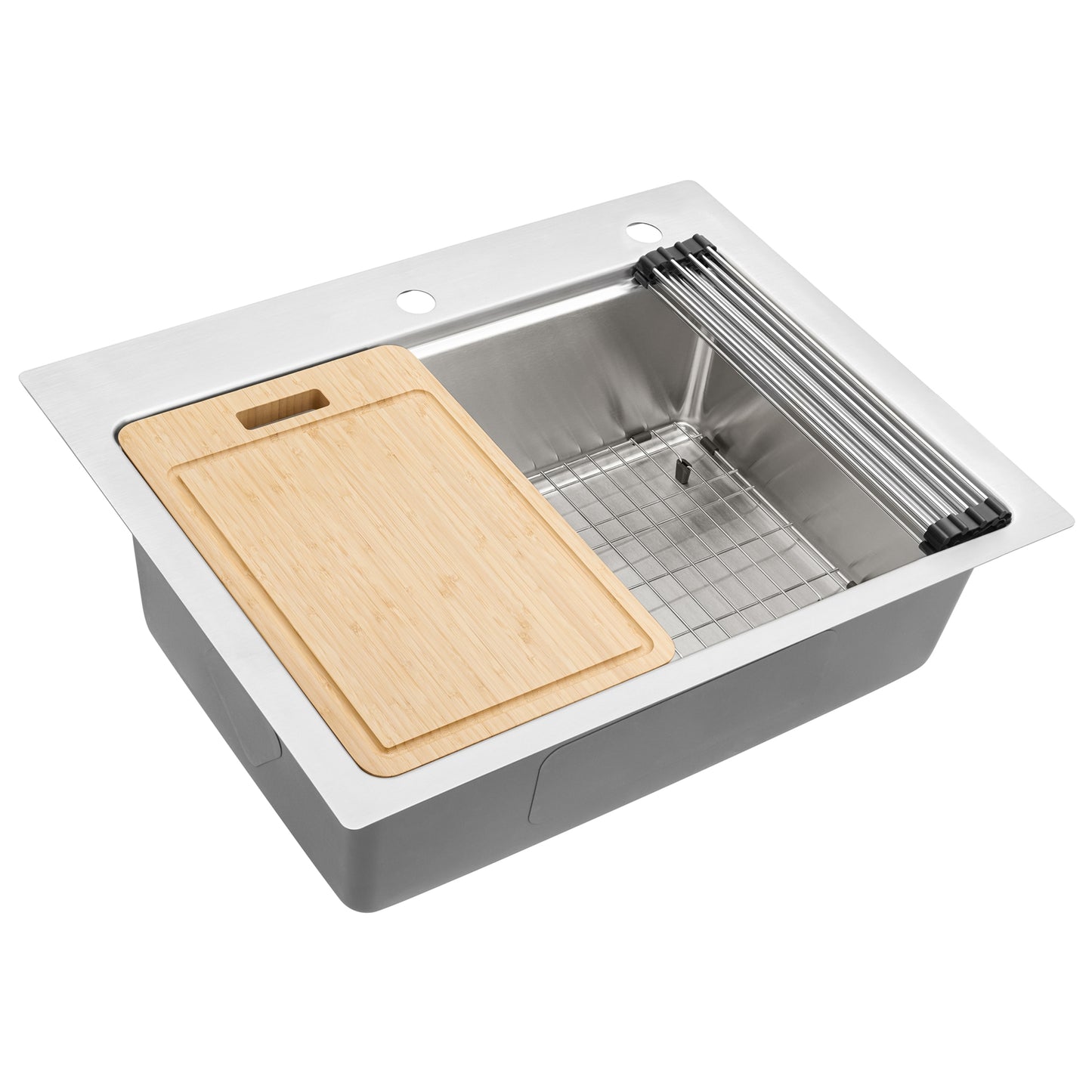 Ruvati Renaro Drop-in 28-in x 22-in Stainless steel Single bowl 16 -Gauge Workstation Kitchen Sink