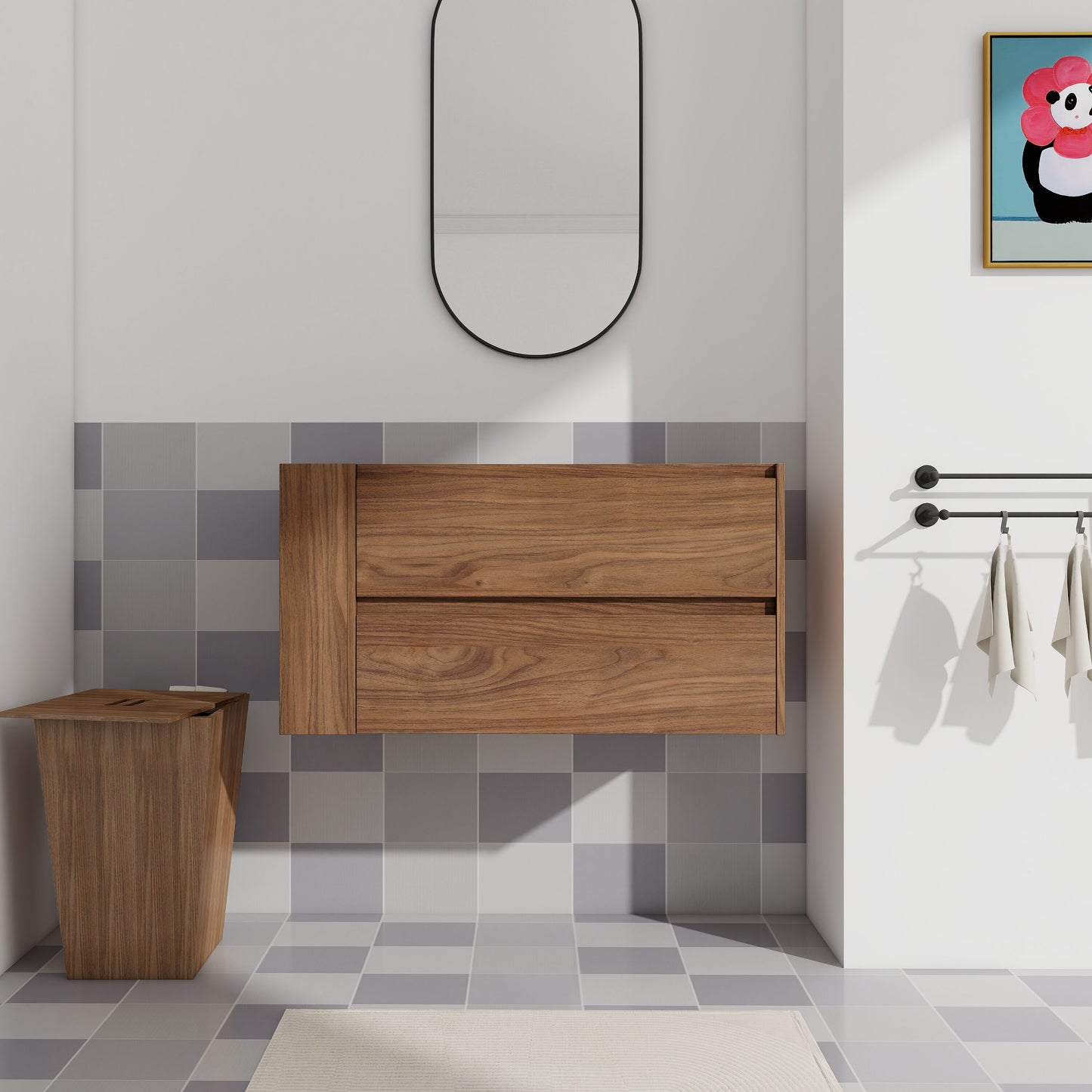 Tatayosi 36 IN Wall-Mounted Bathroom Vanity with Soft Close Drawer Only Vanity Without Basin