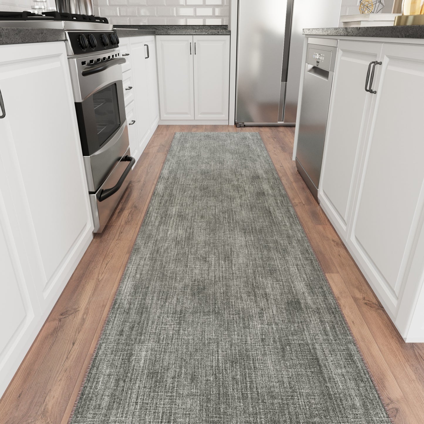 Ottomanson 2'7" x 51' Non-Slip Custom Cut Carpet for Hallways 3 x 51 (ft) Loomed Polyester Solid Brown Rectangular Indoor Solid Spot Clean Only Pet Friendly Runner rug