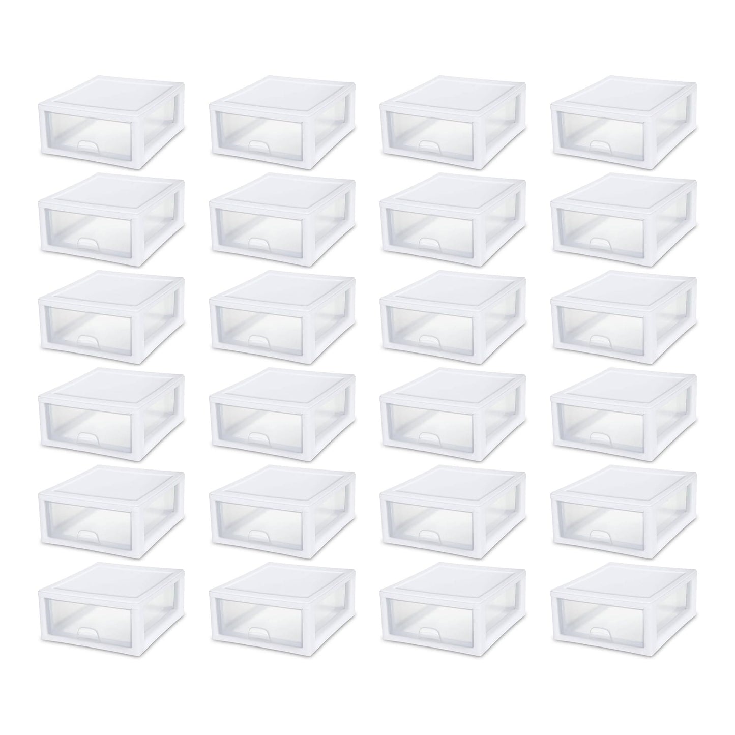 Sterilite 24-Pack 16 Quart Clear Stacking Drawer - Versatile Storage Organizer with White Frame