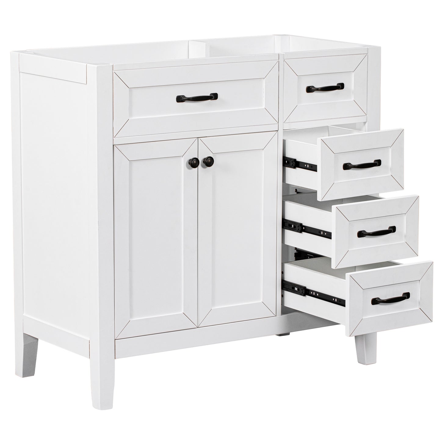 GDFStudio 36 Inches Bathroom Vanity without Sink Cabinet Base Only Bathroom Cabinet with Drawers Solid Frame and MDF Board White