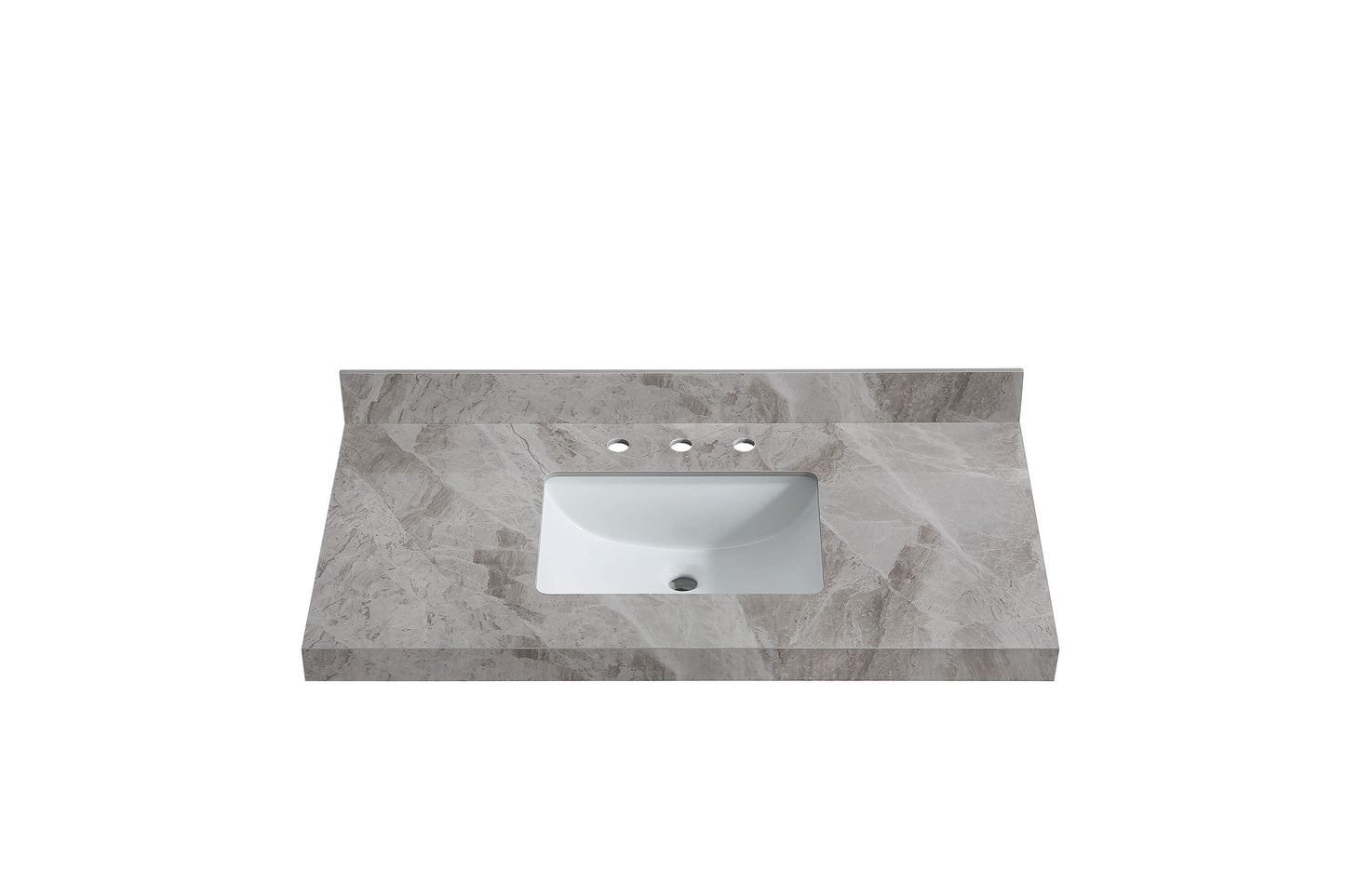 HomLux 43-in x 22-in Italian Grey Porcelain Stone Undermount Single Sink 8-in Widespread Faucet Mount Bathroom Vanity Top
