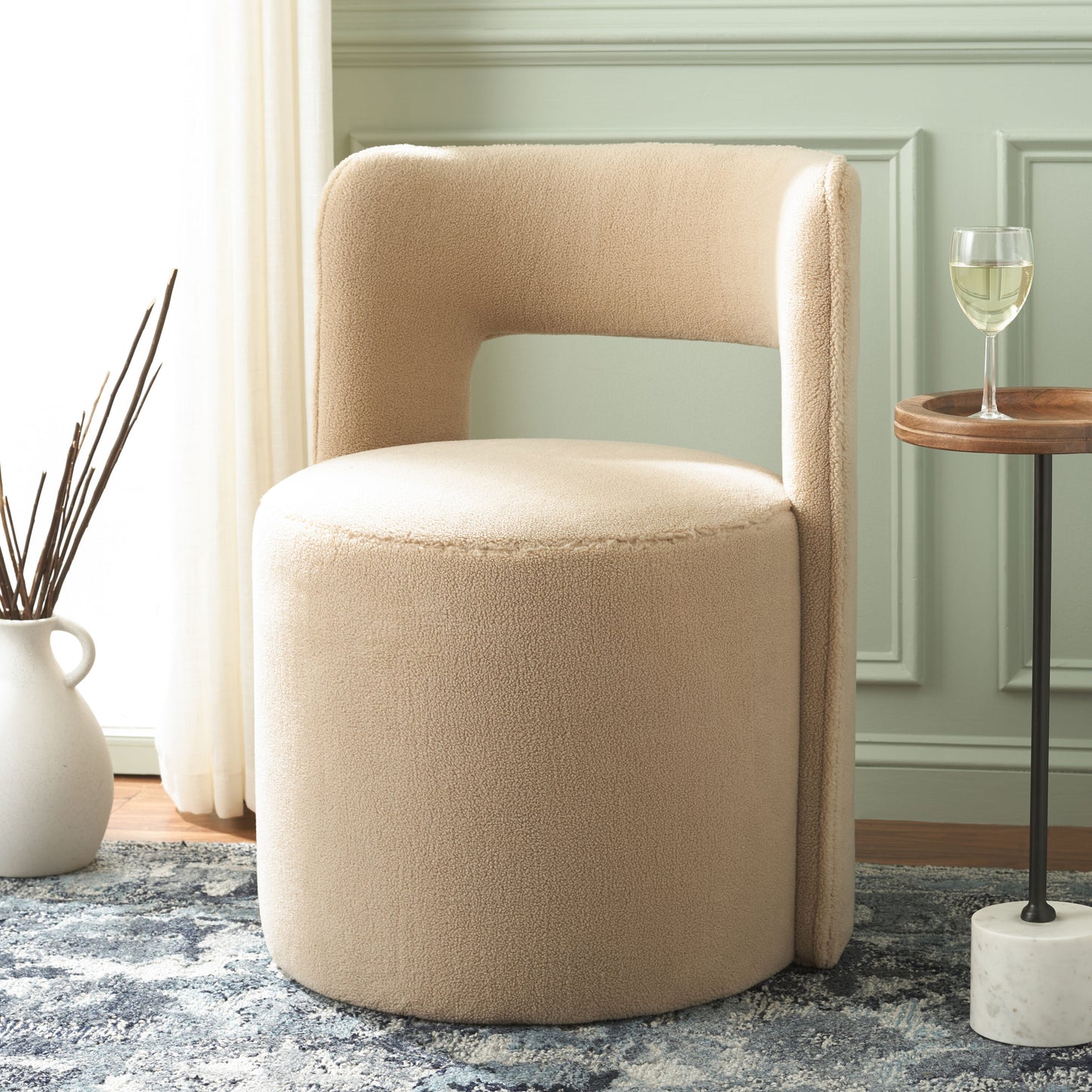 Safavieh Jojo 23.2-in W Modern Beige Wool Barrel Chair