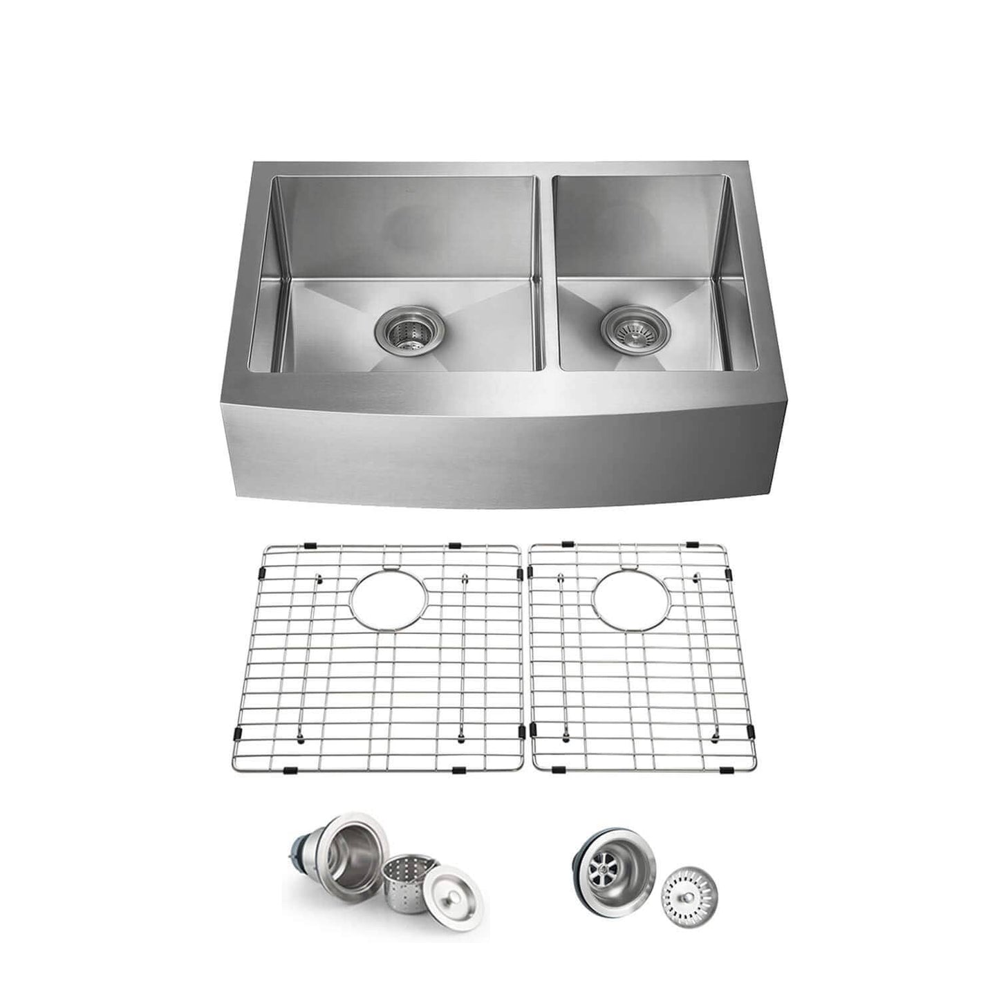 Innobule Undermount 33-in x 22-in Stainless steel Double offset bowl Kitchen Sink