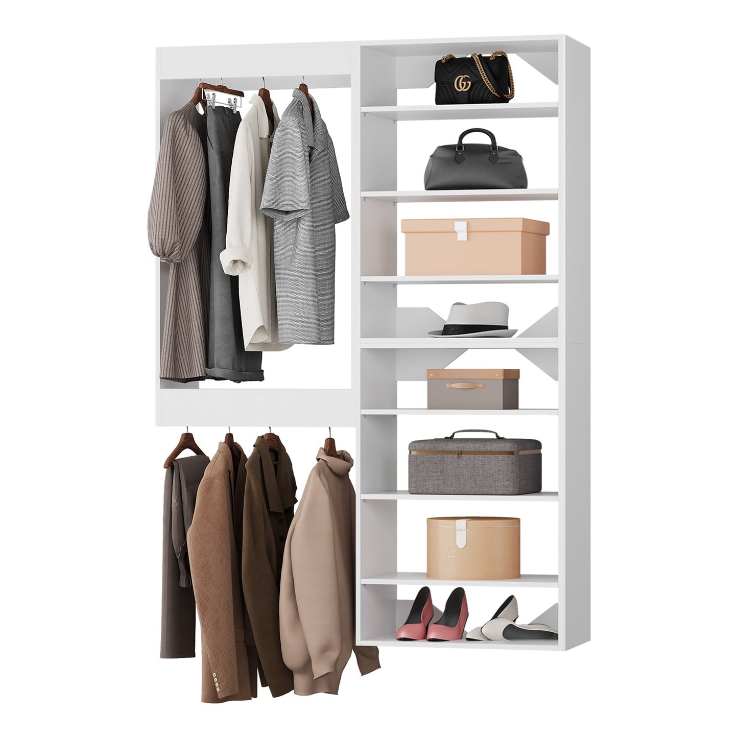 LOVMOR 52 in White Modular Closet System Unit-Customizable Wall Mounted Walk-In Closets for Bedroom or Walk-in Closet