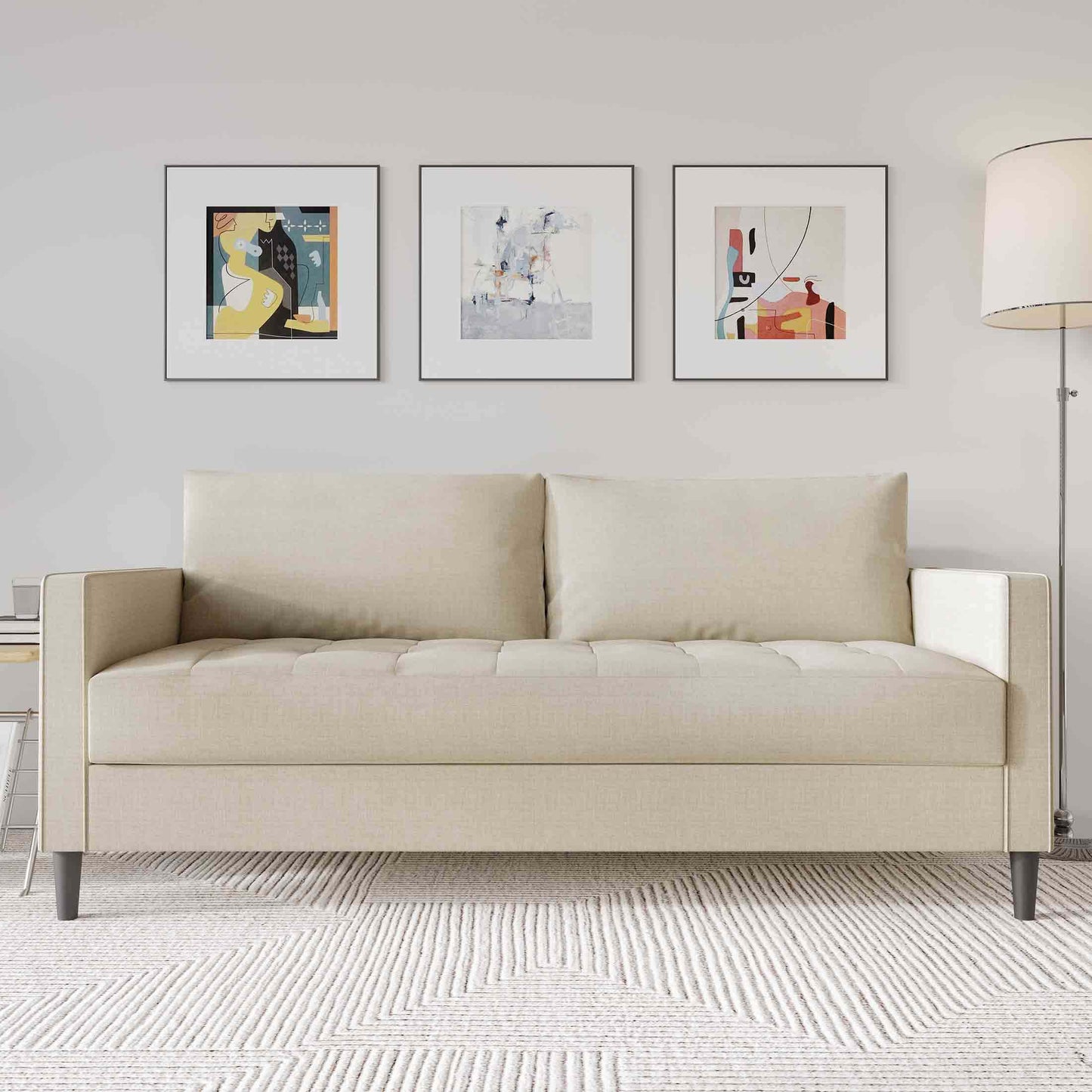 ChaletPosh 74.67-in W Modern Beige Linen 3-seater Sofa