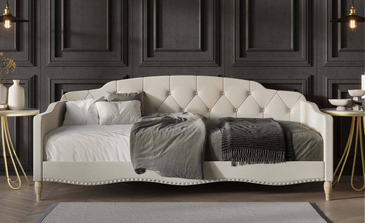 CasePiece Warm Grey Contemporary/Modern Polyester Futon