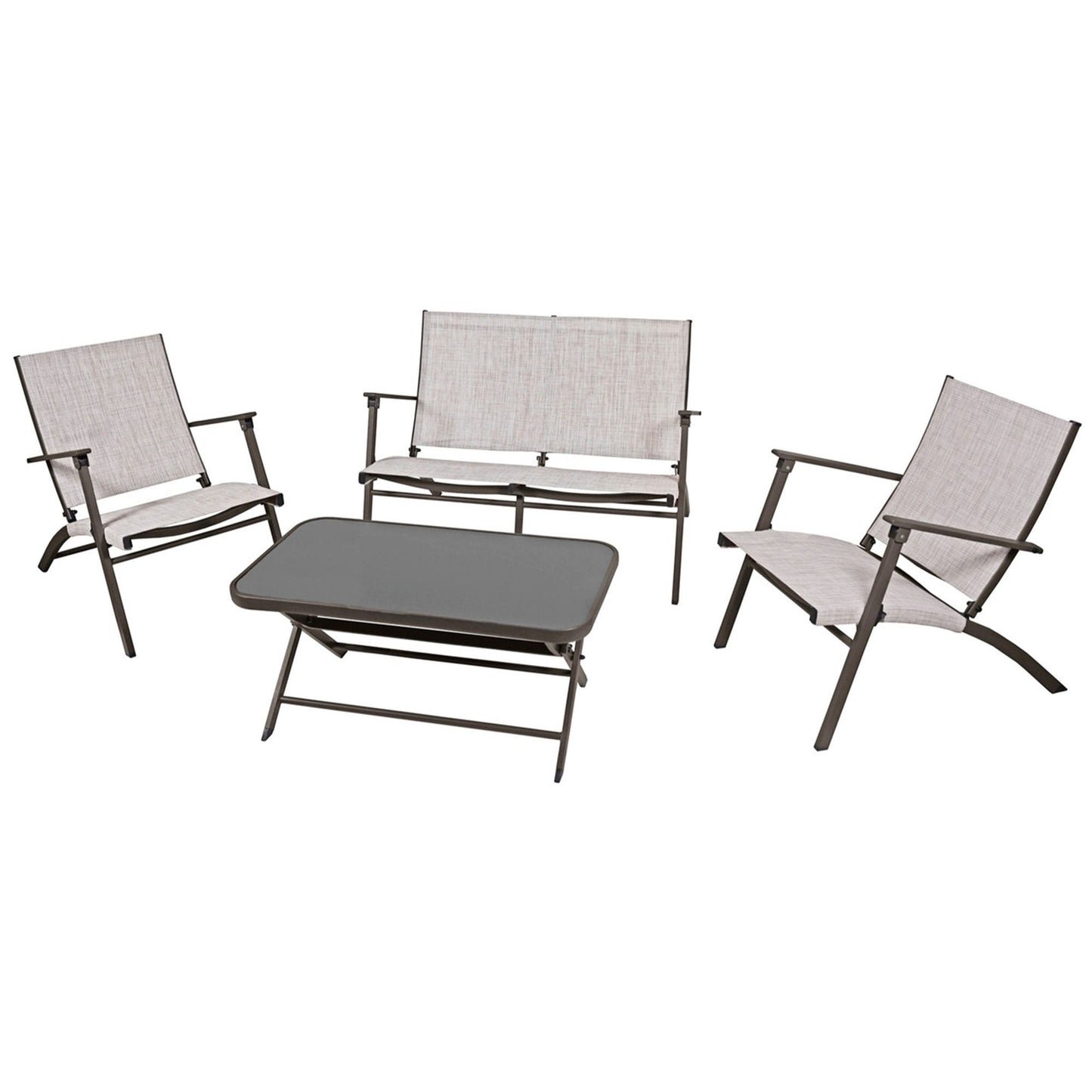 Four Seasons Courtyard Novara 4 Piece Steel Folding Outdoor Conversation Set