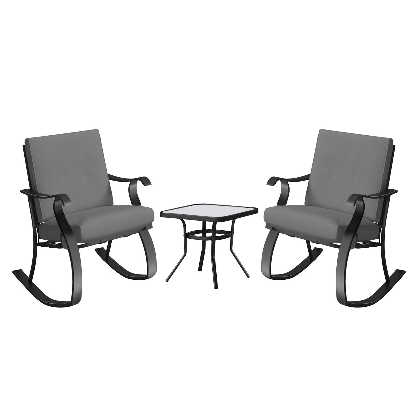 Four Seasons Courtyard Gramercy Sturdy Steel 3 Piece Rocking Bistro Set