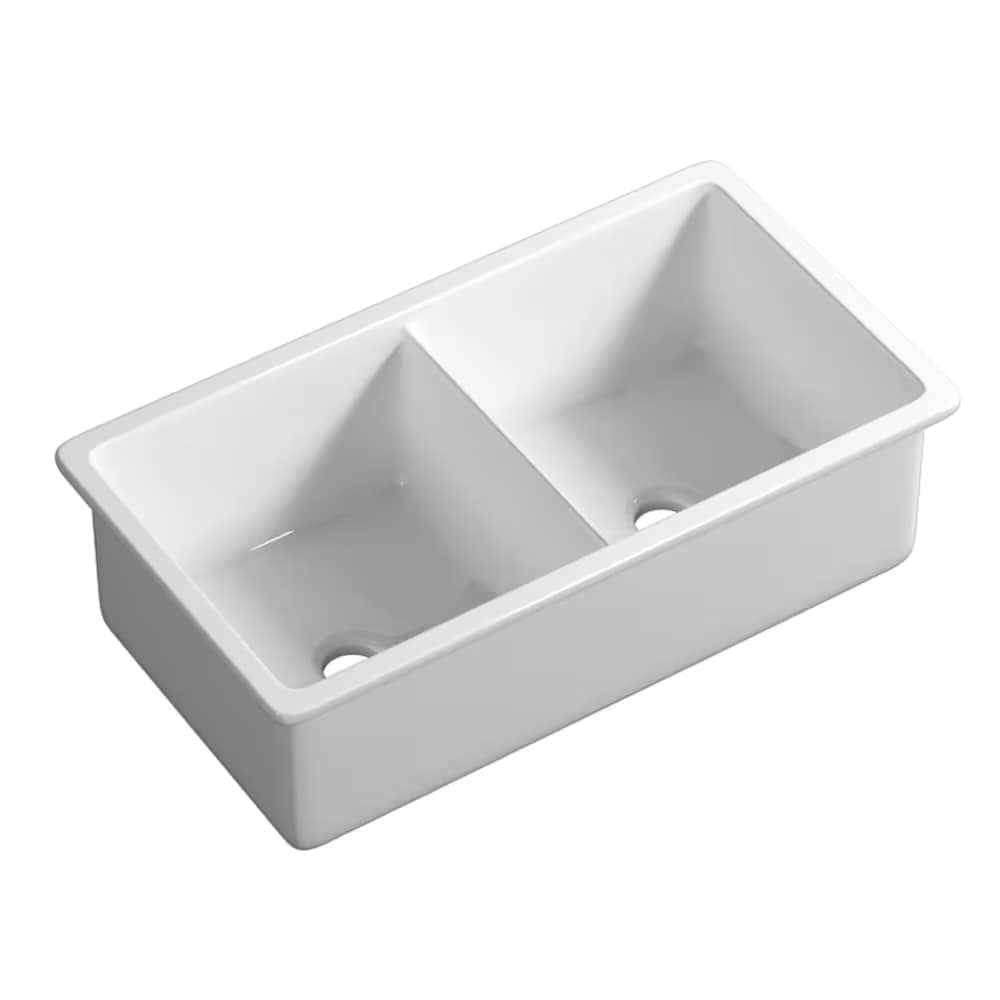 Innobule SINK Drop-in 32-in x 19-in Fireclay Double equal bowl Kitchen Sink