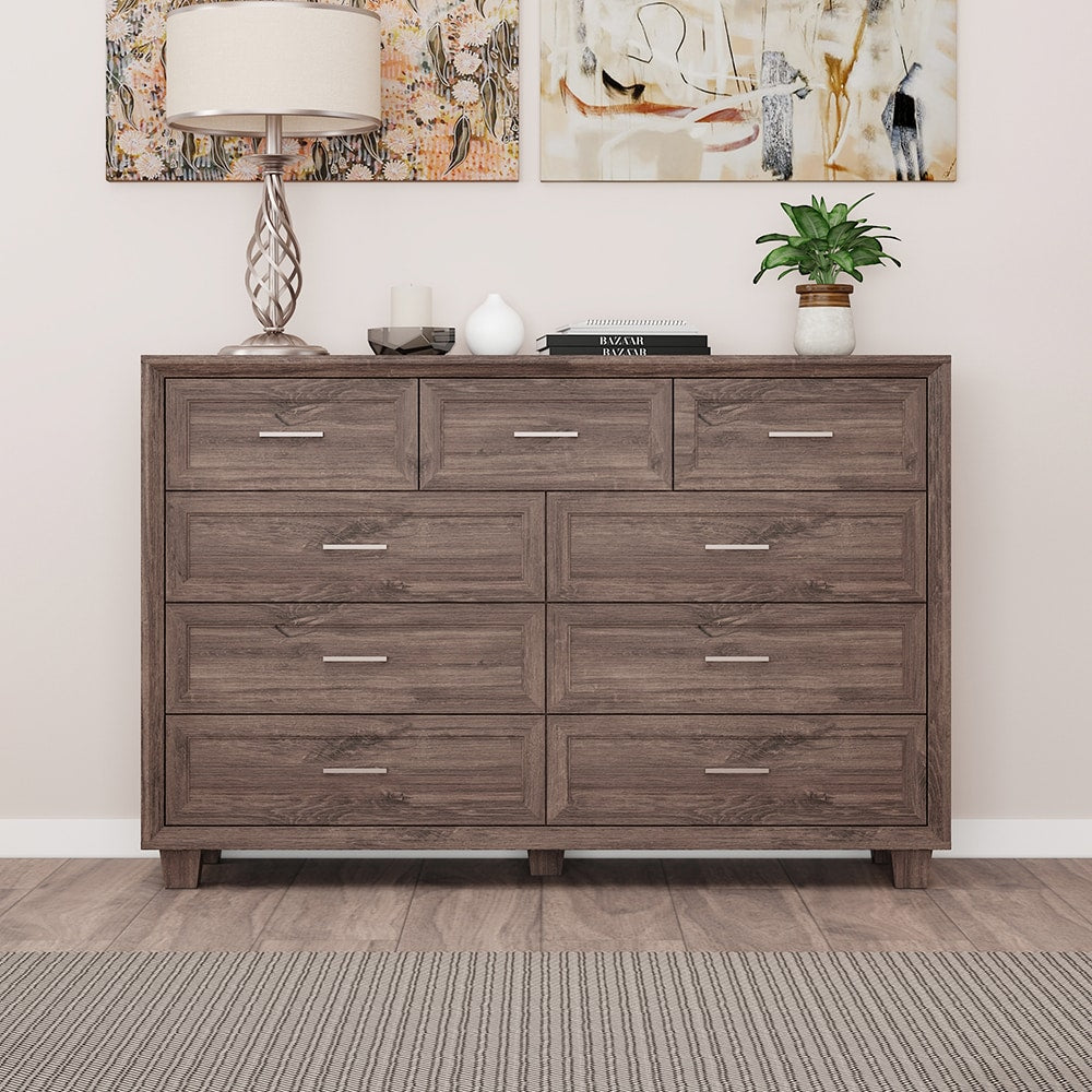 FUFU&GAGA Brown 9 -Drawer 60-in Standard dresser