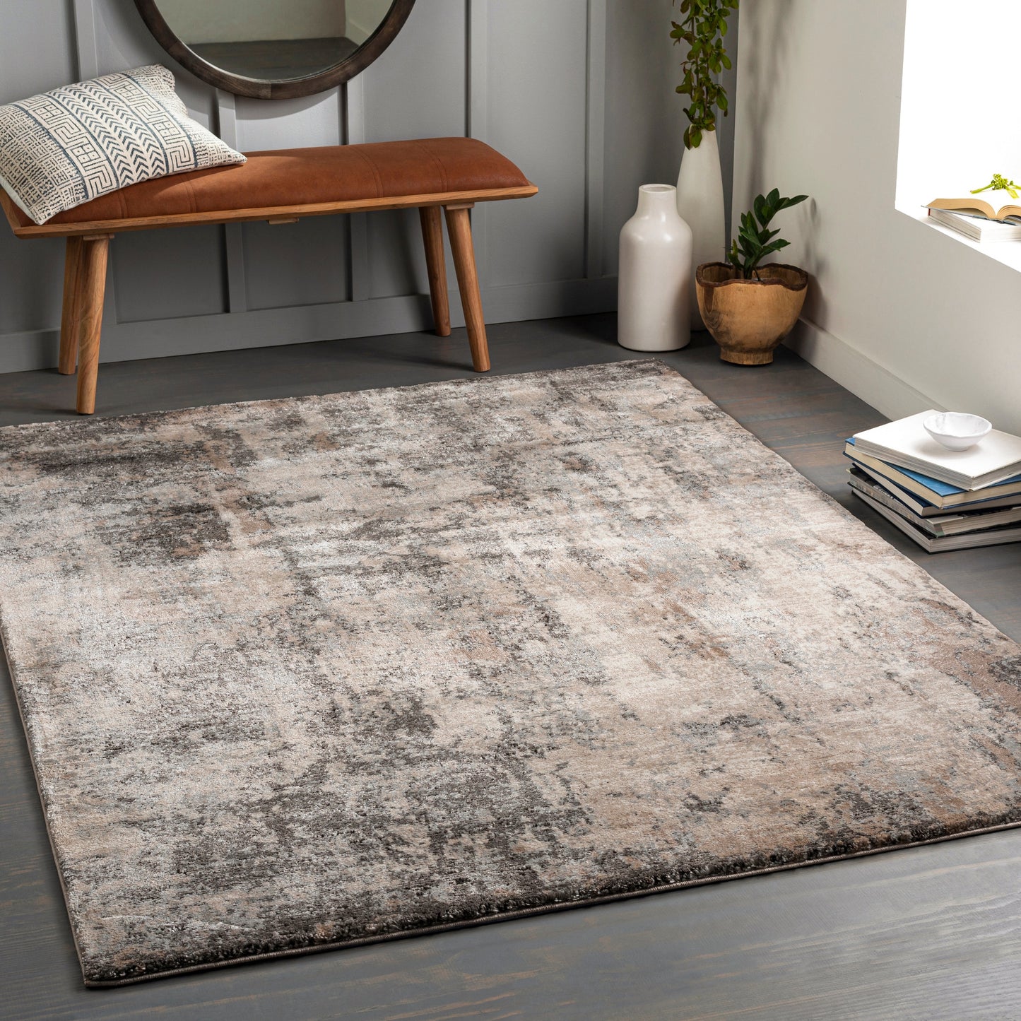 Livabliss Montana 7 x 9 (ft) Flatweave Polyester/Polypropylene Gray/Brown Rectangular Indoor Ombre Spot Clean Only Pet Friendly Area rug