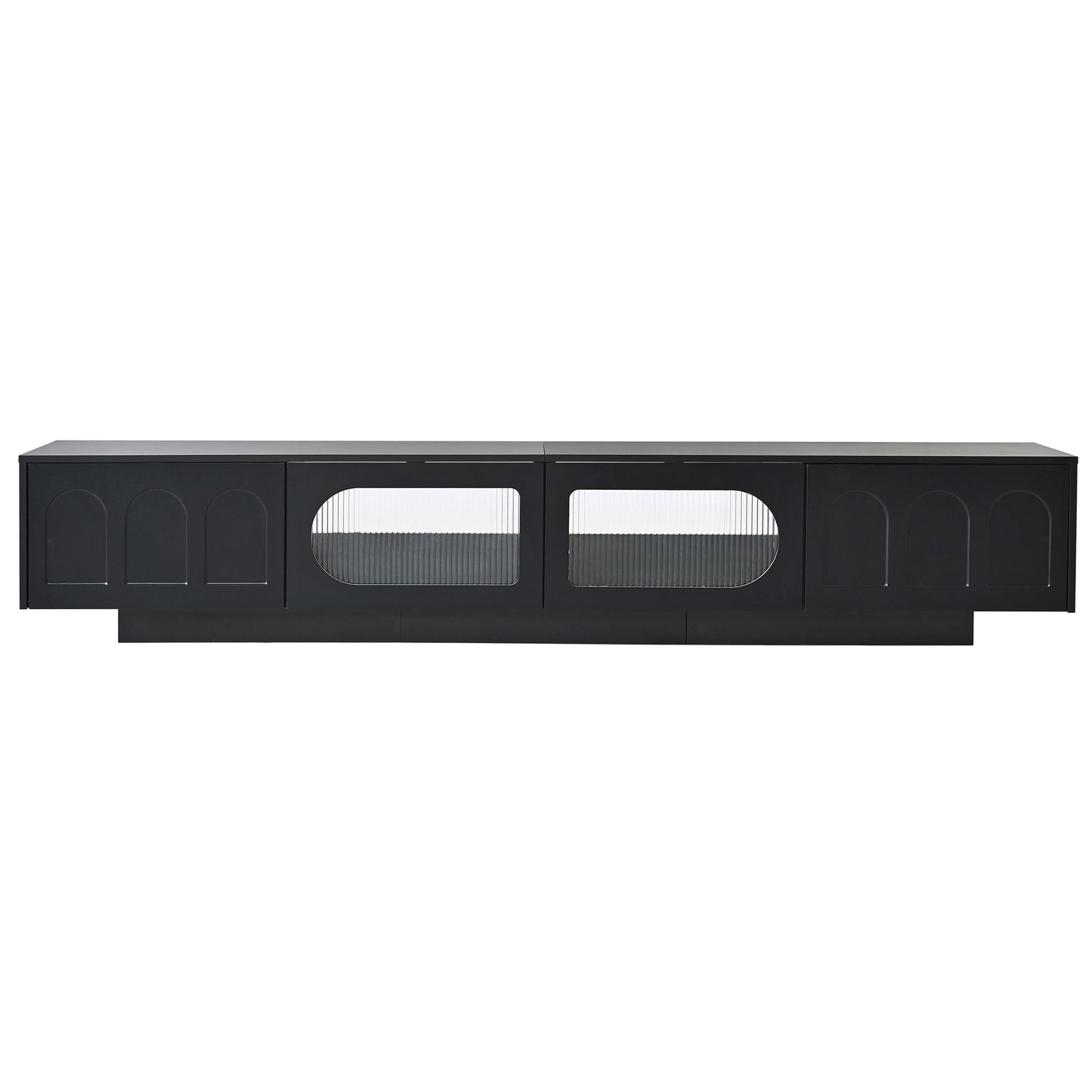 Bybafun Modern/Contemporary Black 86.6-in W Floating TV stand ( Accommodates TVs more than 70-in )
