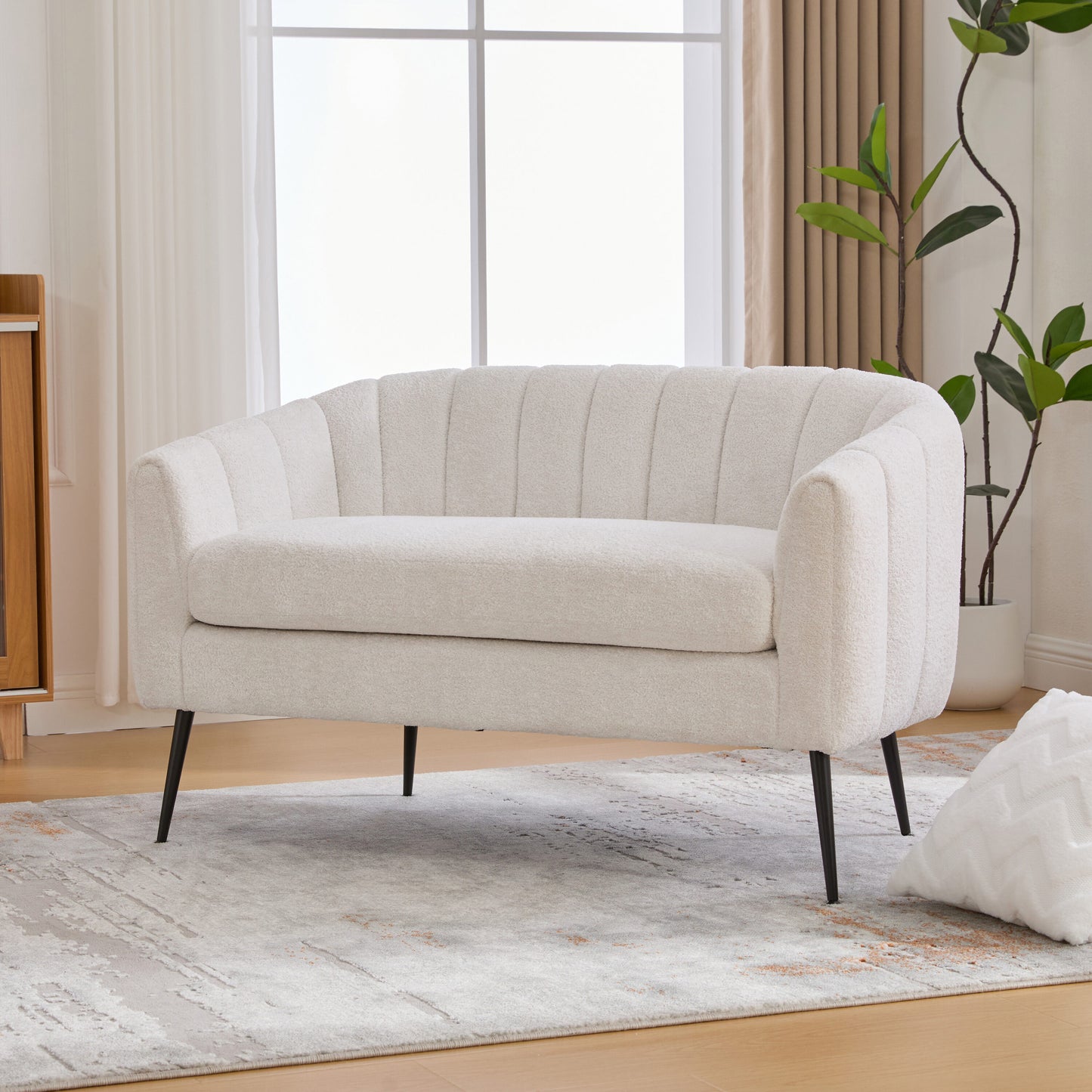 Hrinhom 50.2-in W Modern Ivory Chenille 2-seater Loveseat